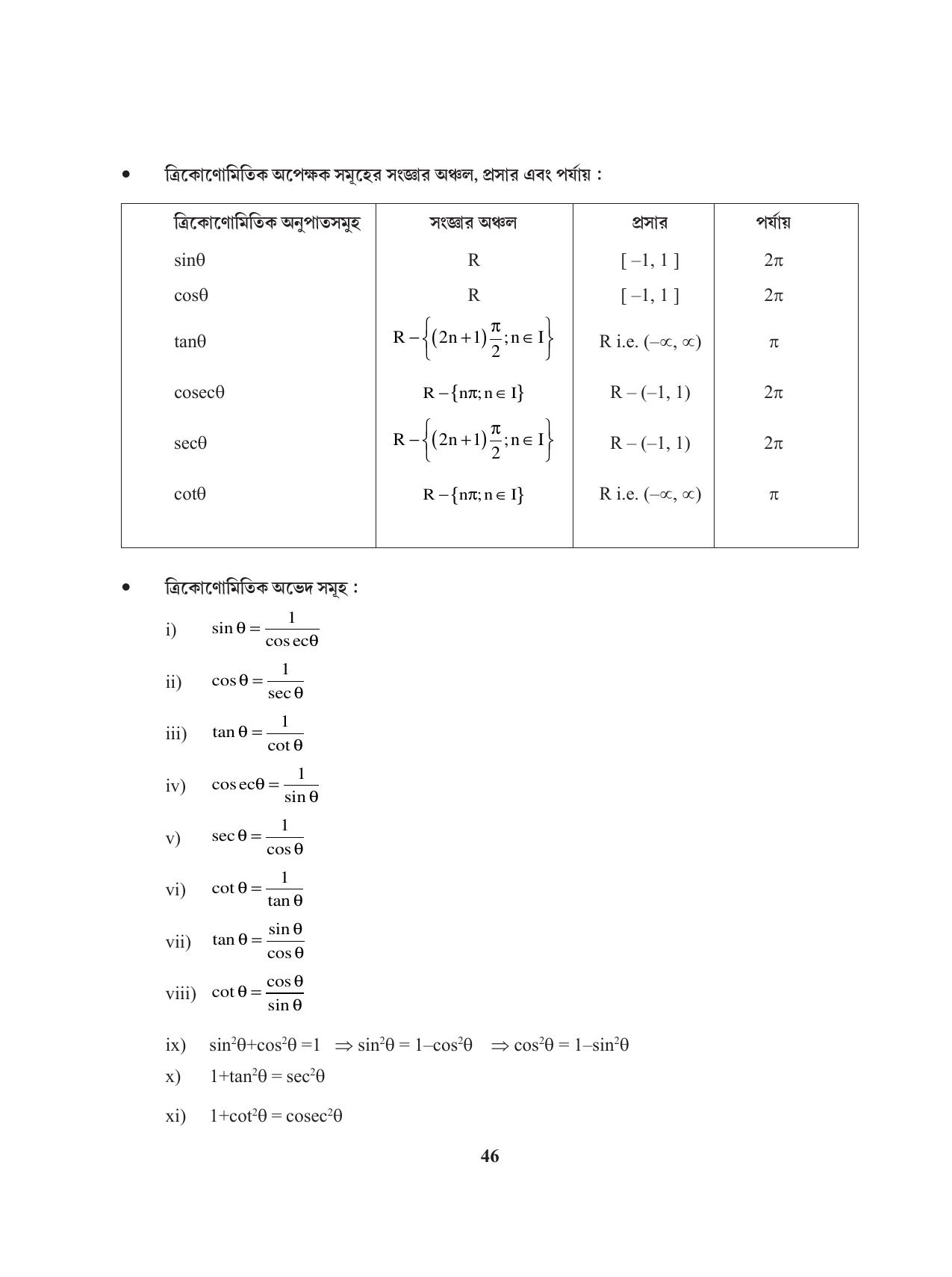 Tripura Board Class 11 Mathematics Bengali Version Workbooks - Page 46