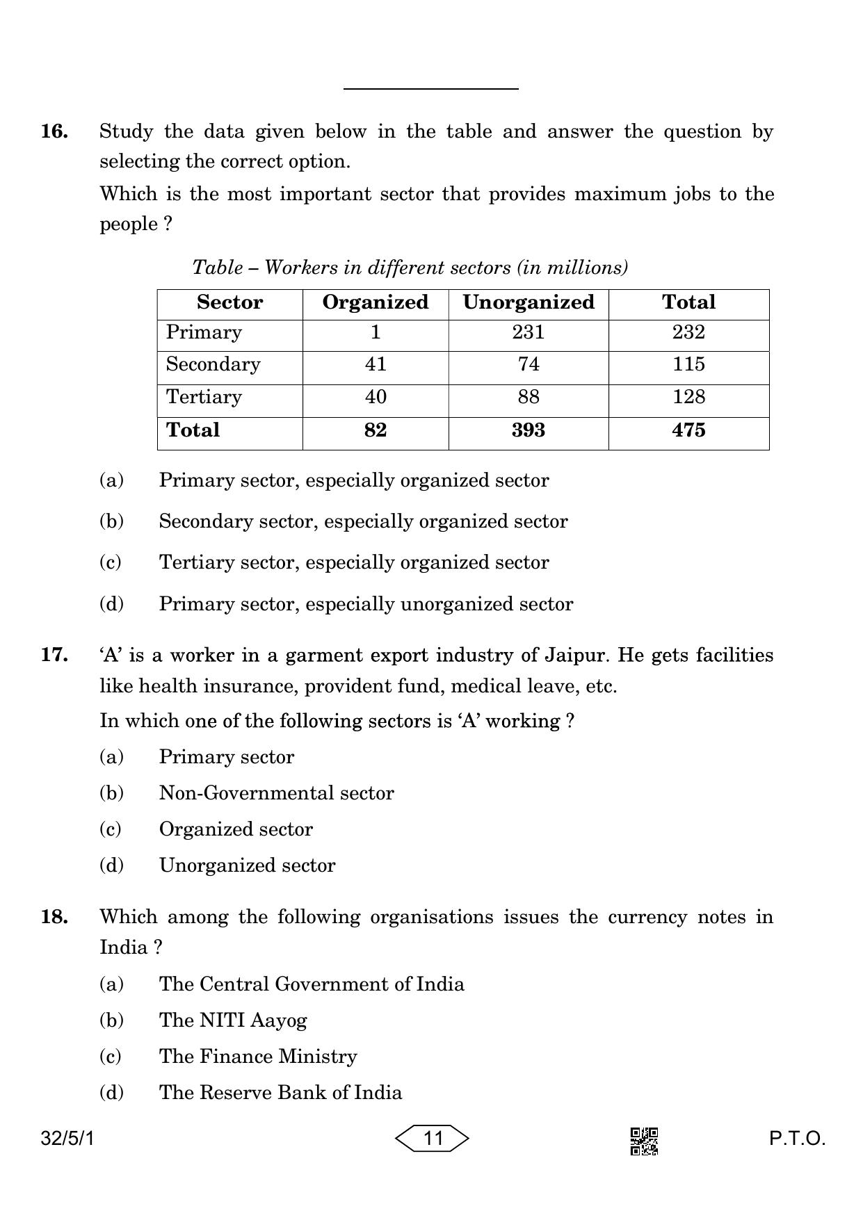 CBSE Class 10 32-5-1 Social Science 2023 Question Paper - Page 11