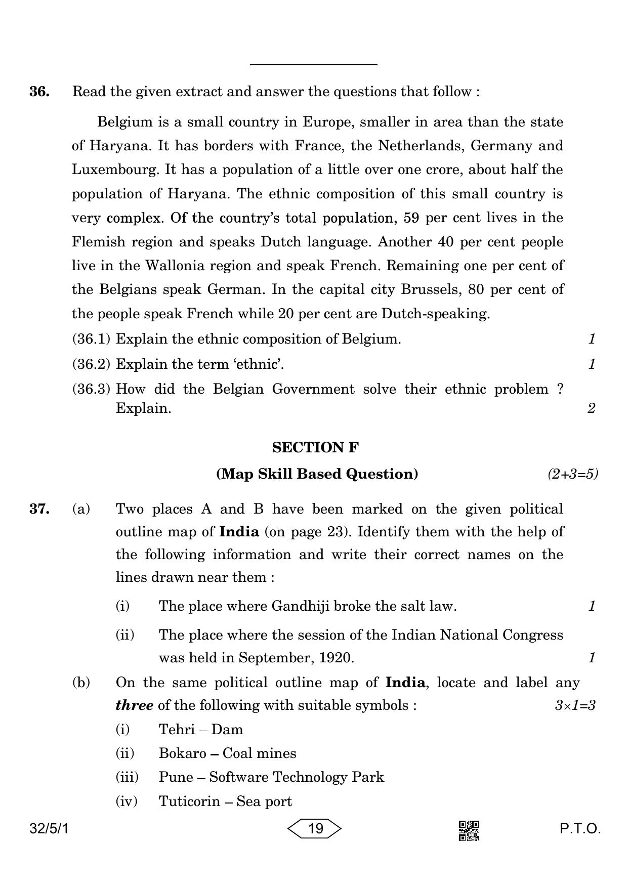 CBSE Class 10 32-5-1 Social Science 2023 Question Paper - Page 19