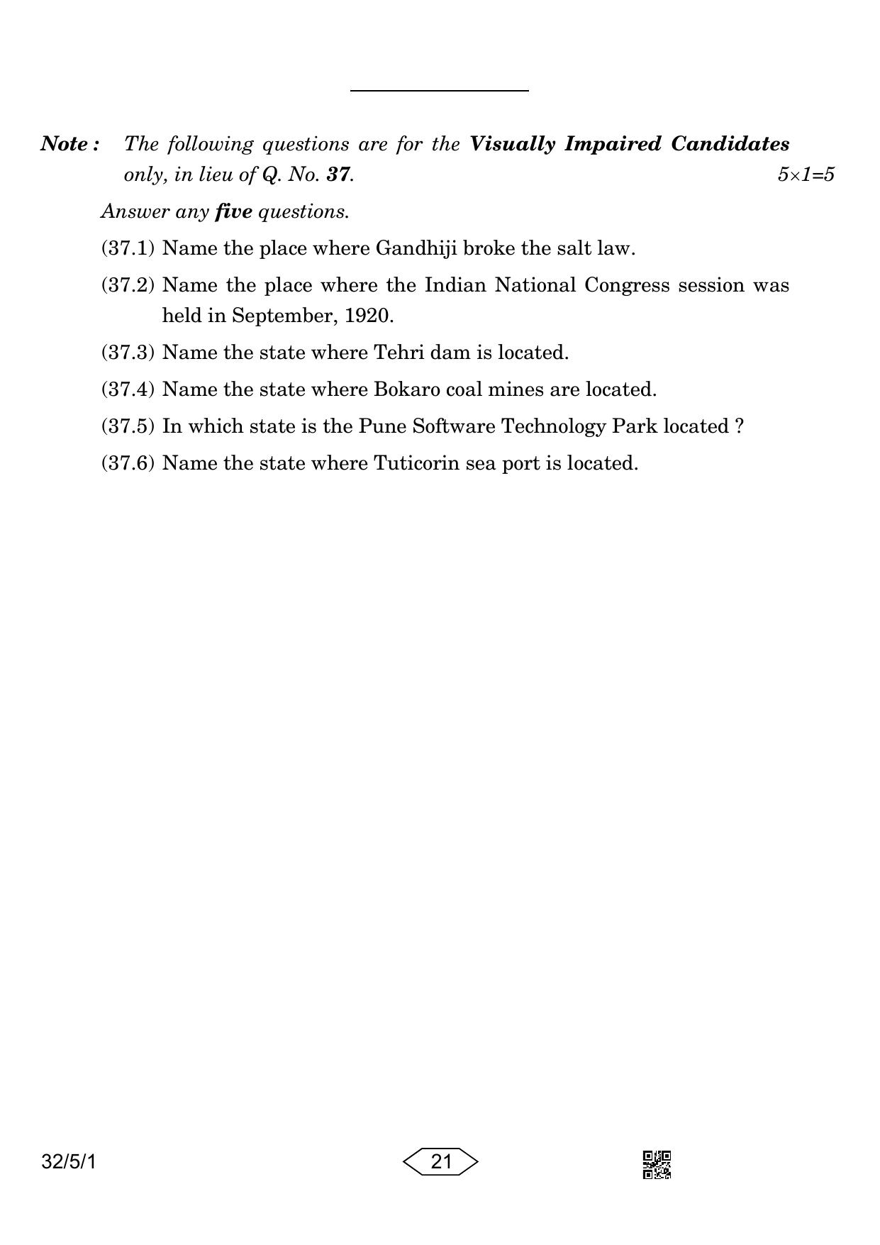 CBSE Class 10 32-5-1 Social Science 2023 Question Paper - Page 21