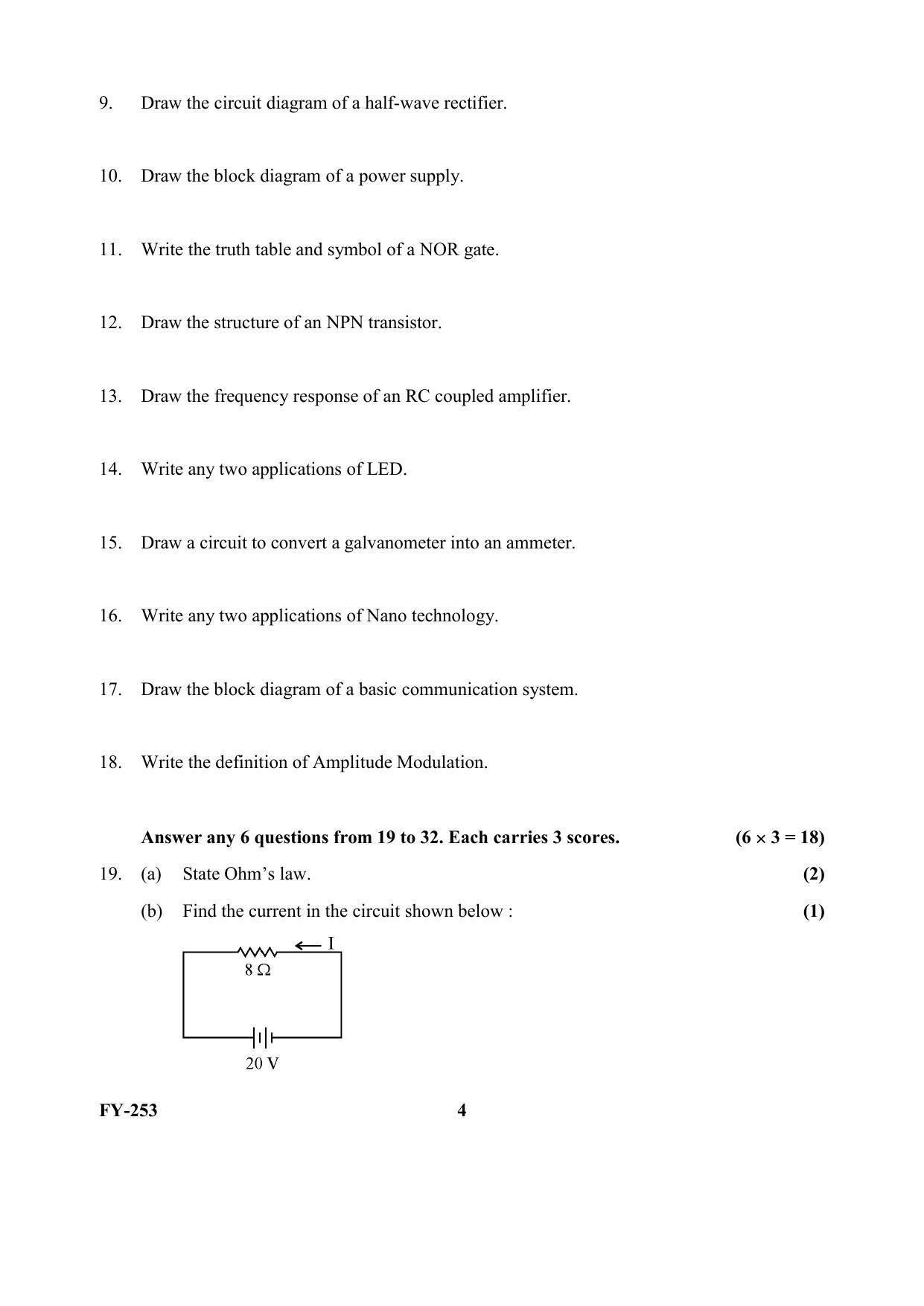 Kerala Plus One (Class 11th) Electronics Systems Question Paper 2021 - Page 4