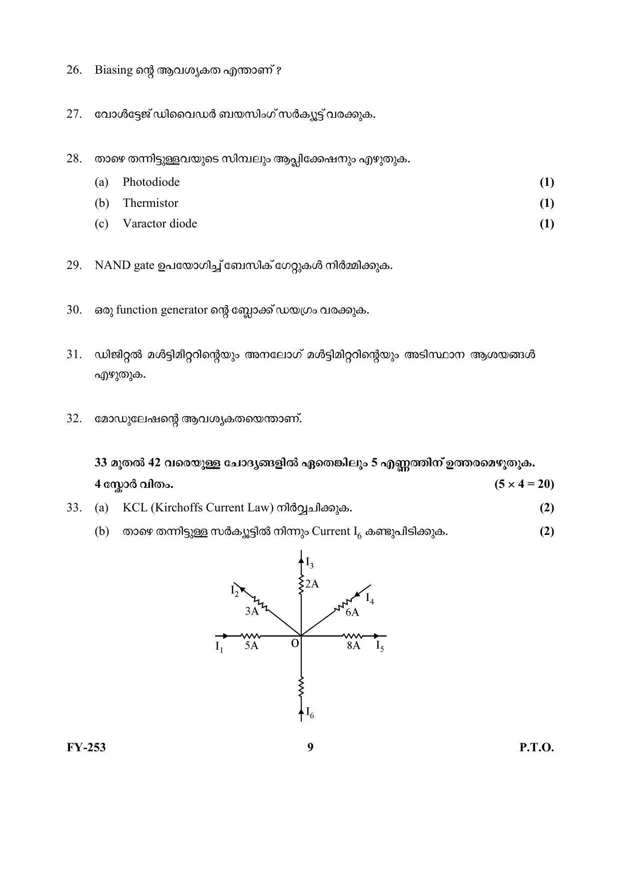 Kerala Plus One (Class 11th) Electronics Systems Question Paper 2021 - Page 9