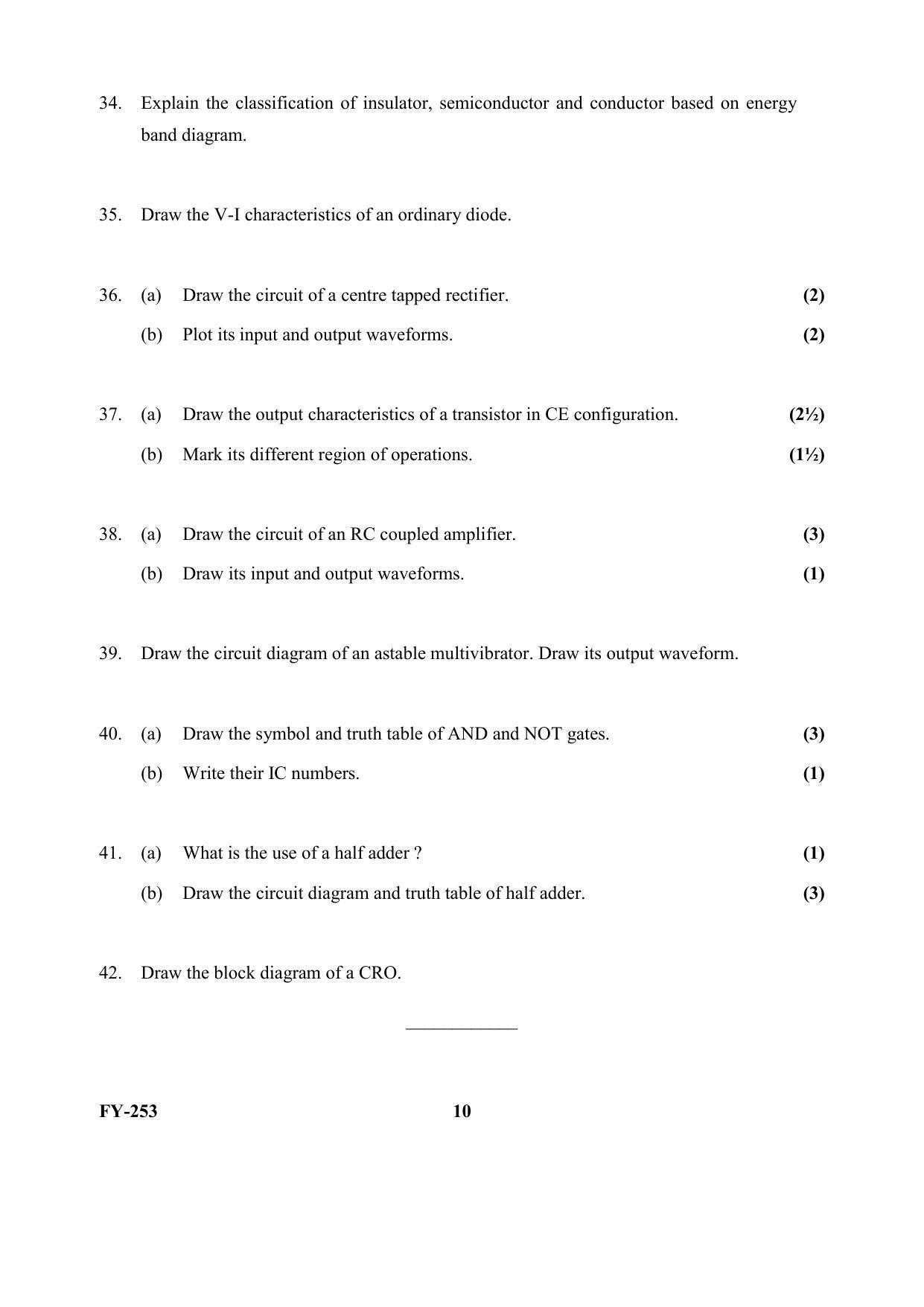 Kerala Plus One (Class 11th) Electronics Systems Question Paper 2021 - Page 10