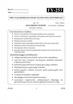 Kerala Plus One (Class 11th) Electronics Systems Question Paper 2021
