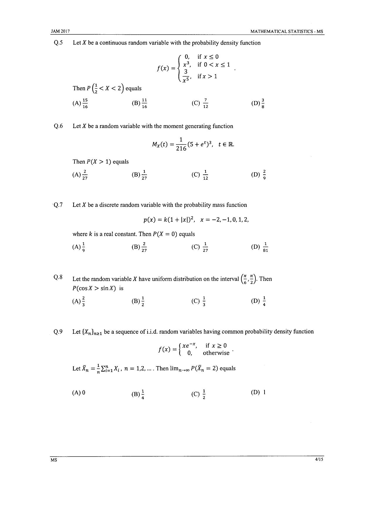 JAM 2017: MS Question Paper - Page 3