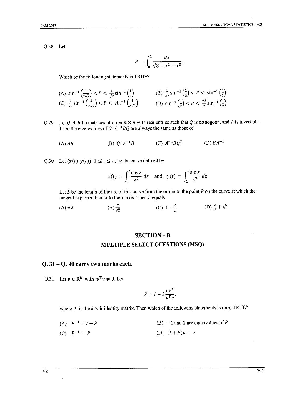 JAM 2017: MS Question Paper - Page 8