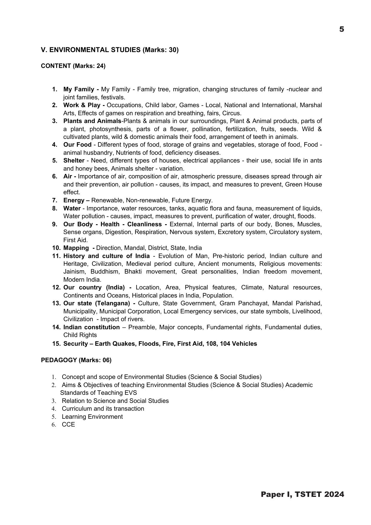TS TET Syllabus - Paper-I (Tamil) - Page 5