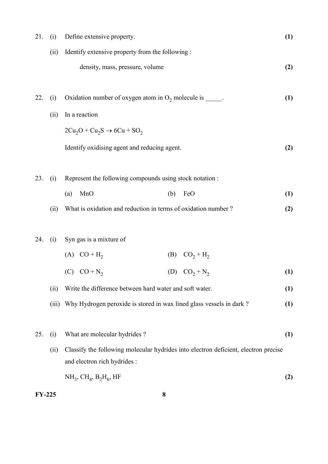 Kerala Plus One (Class 11th) Chemistry Question Paper 2021 - Page 8