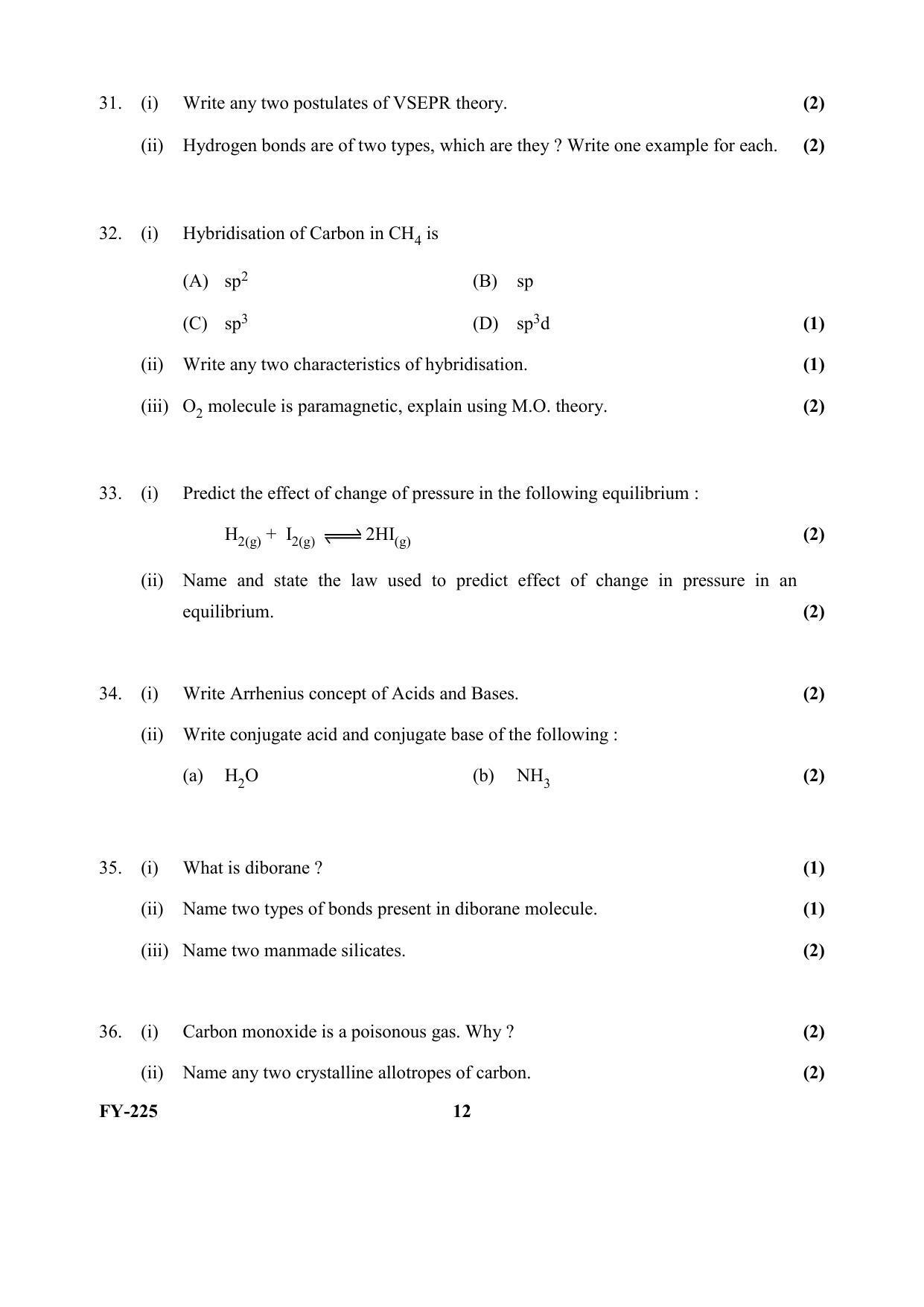 Kerala Plus One (Class 11th) Chemistry Question Paper 2021 - Page 12