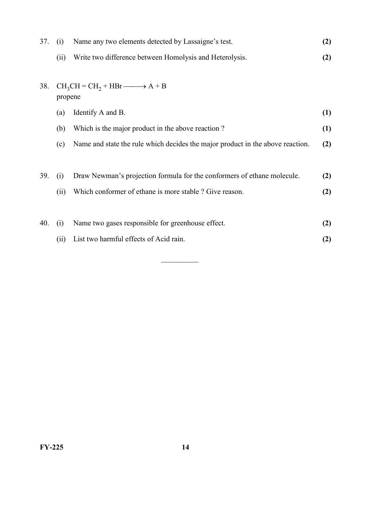 Kerala Plus One (Class 11th) Chemistry Question Paper 2021 - Page 14