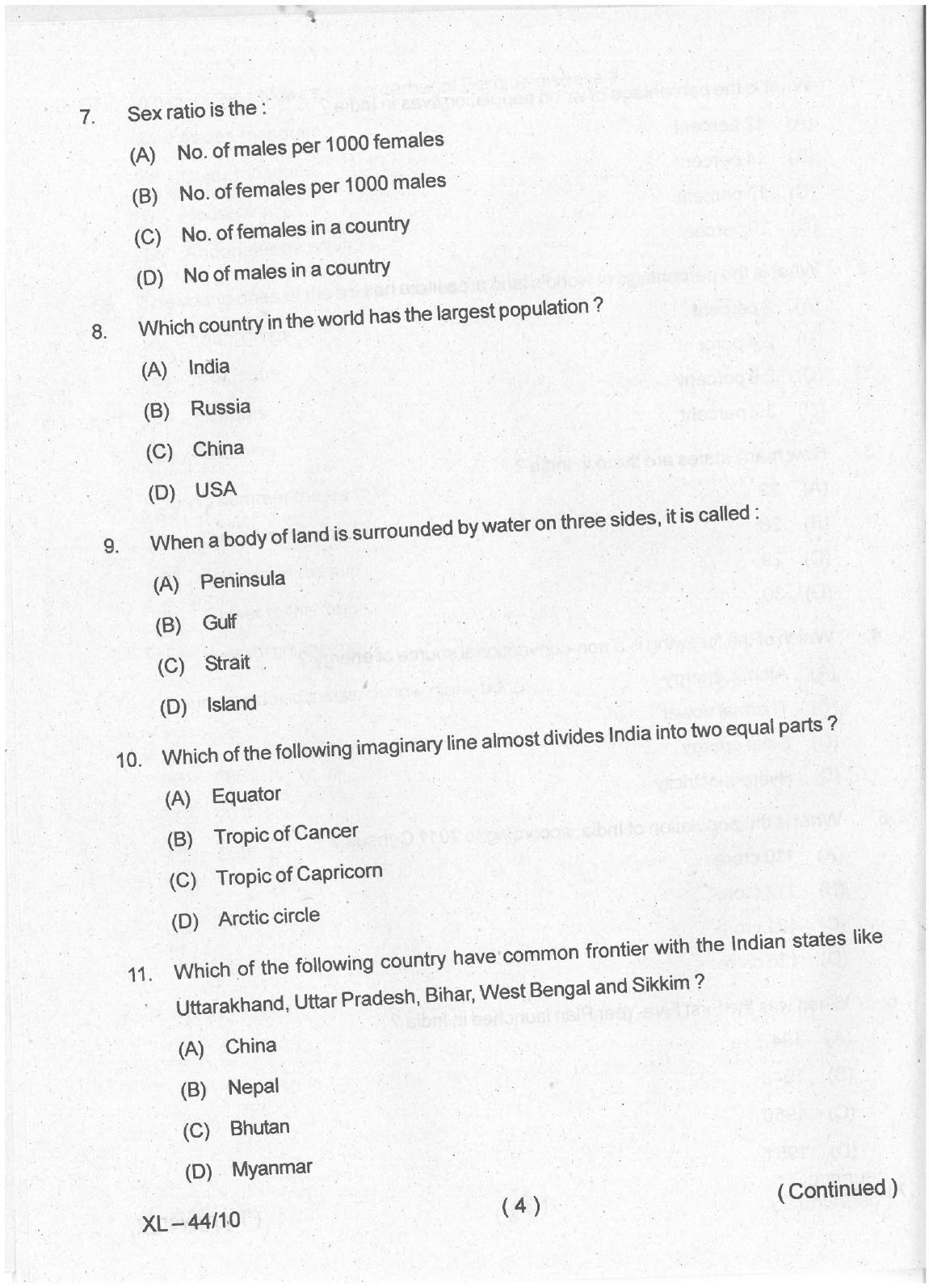 Odisha CPET 2021 POPULATION STUDIES Question Paper - Page 3