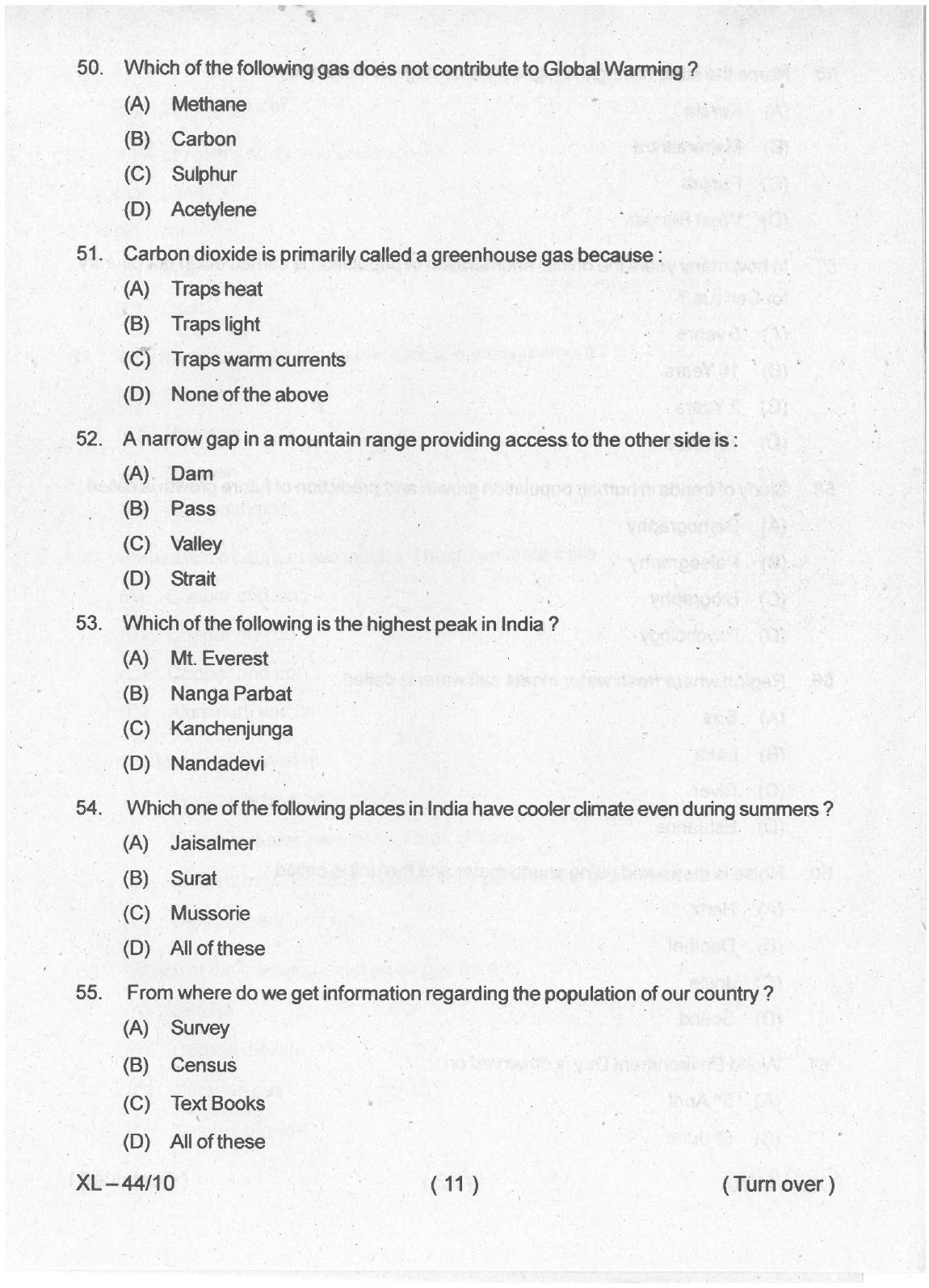 Odisha CPET 2021 POPULATION STUDIES Question Paper - Page 10