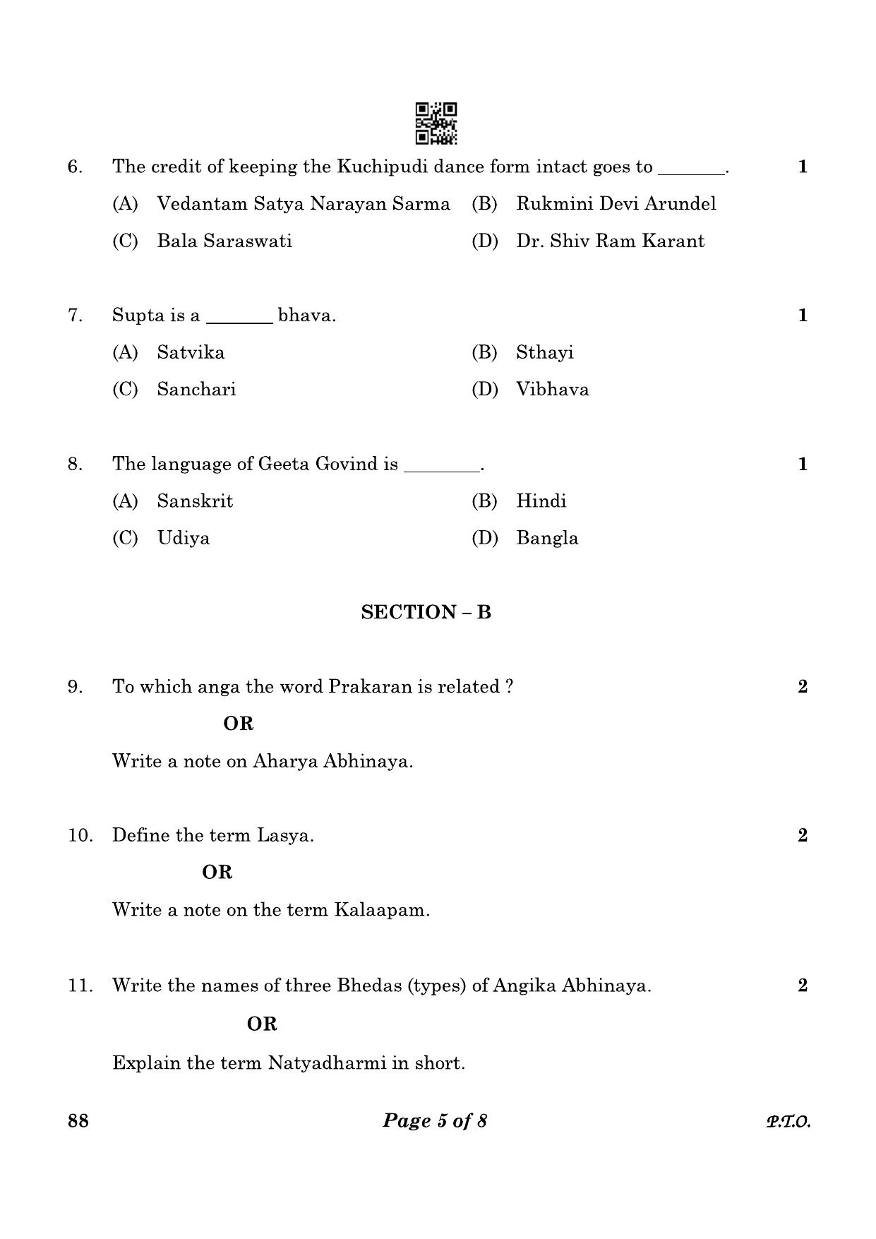 CBSE Class 12 88_Kuchipudi Dance 2023 Question Paper - Page 5