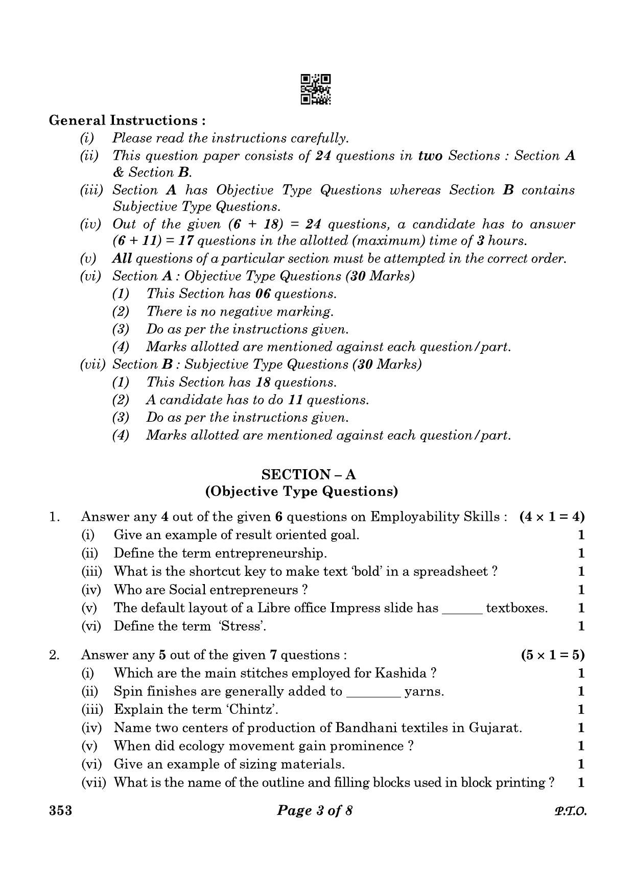 CBSE Class 12 353_Textile Design 2023 Question Paper - Page 3