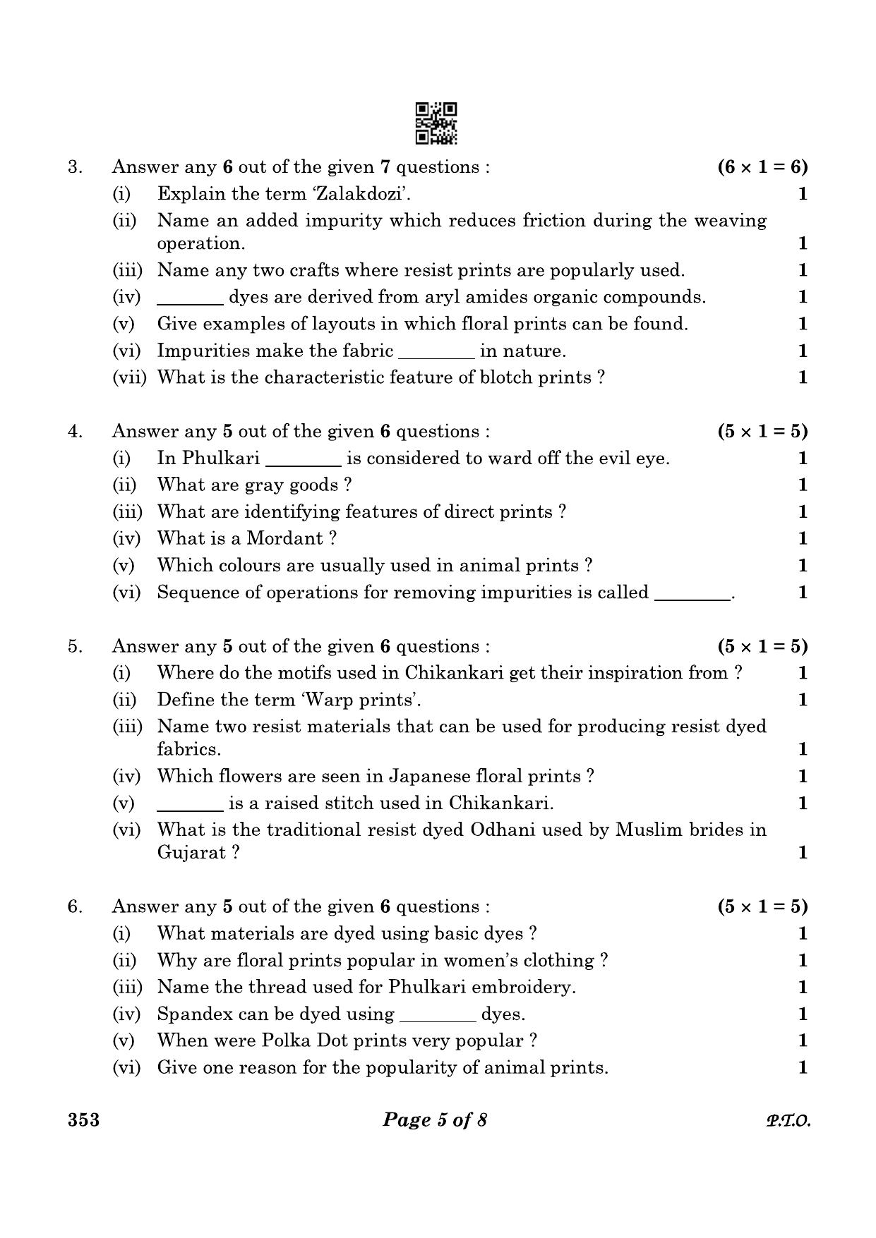 CBSE Class 12 353_Textile Design 2023 Question Paper - Page 5