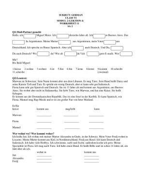 CBSE Worksheets for Class 6 German Assignment 4