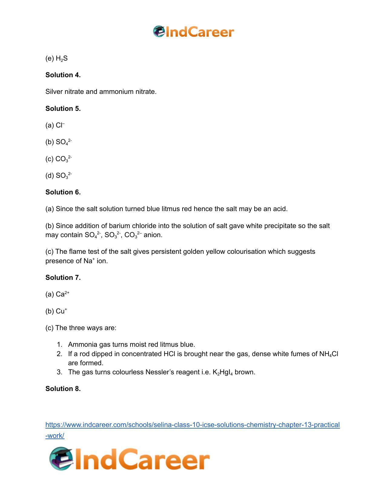 Selina Class 10 ICSE Solutions Chemistry : Chapter 13- Practical Work - Page 4