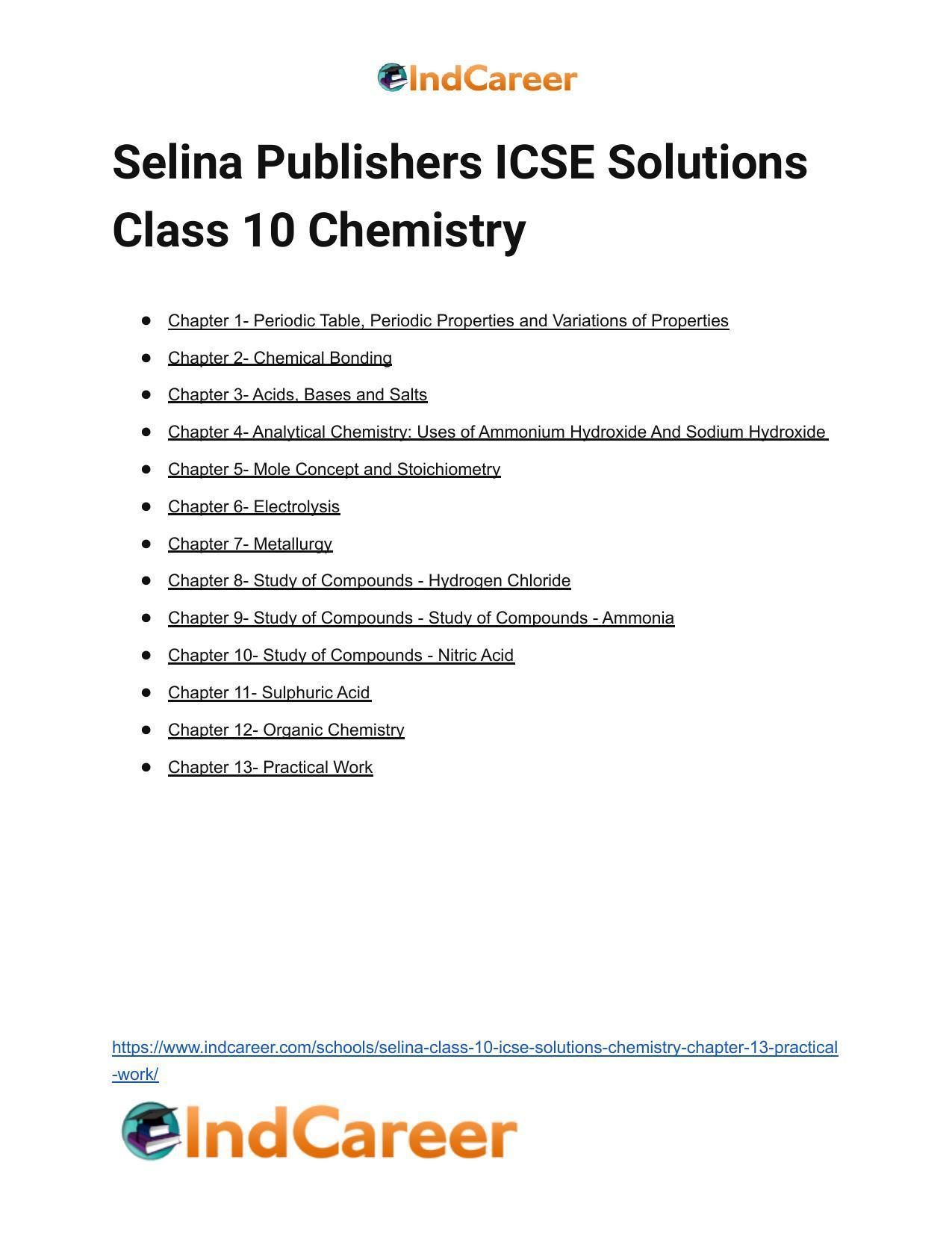 Selina Class 10 ICSE Solutions Chemistry : Chapter 13- Practical Work - Page 10
