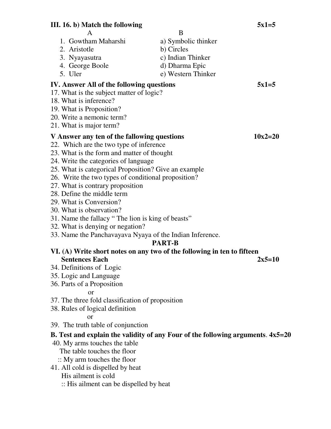 Karnataka 1st PUC LOGIC Model Question Paper - Page 6