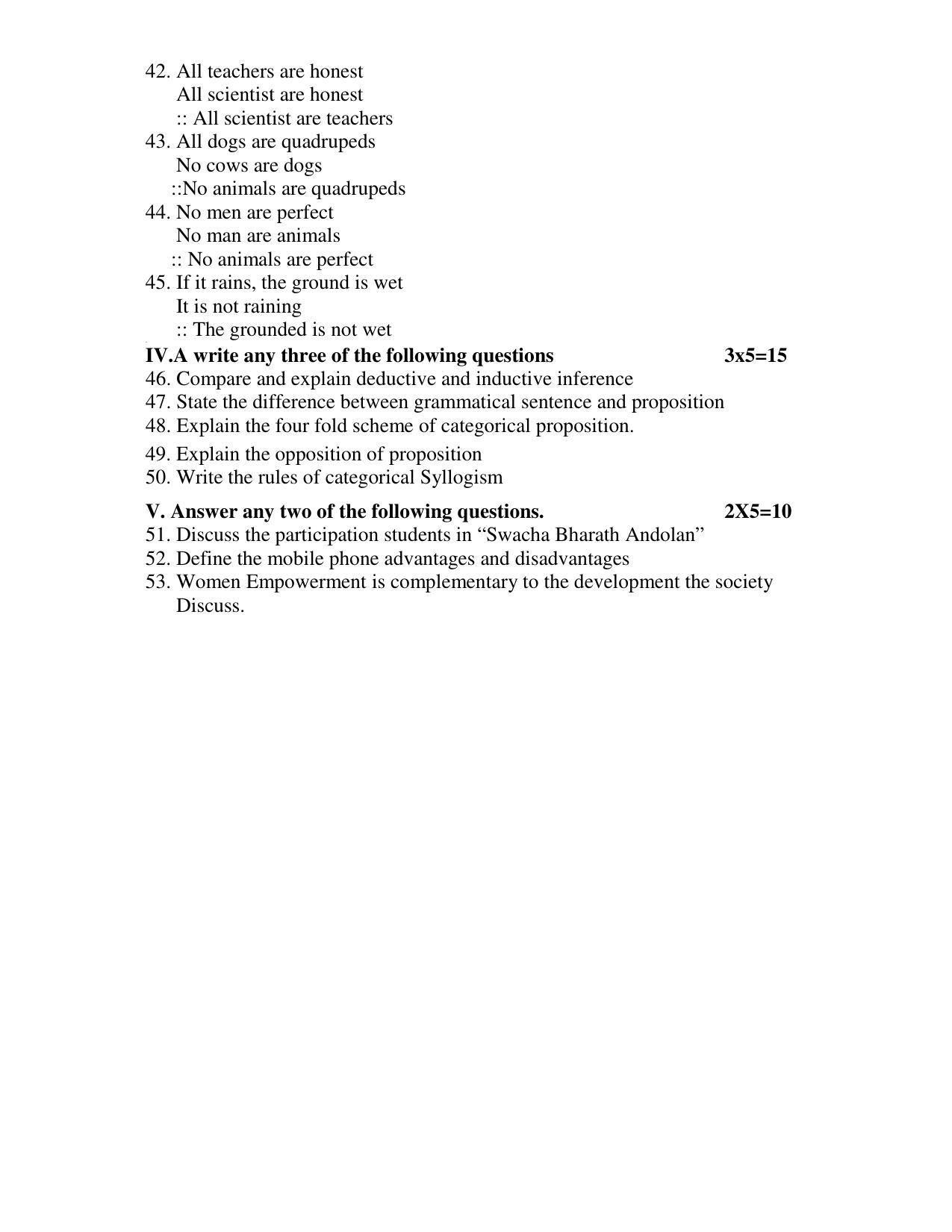 Karnataka 1st PUC LOGIC Model Question Paper - Page 7