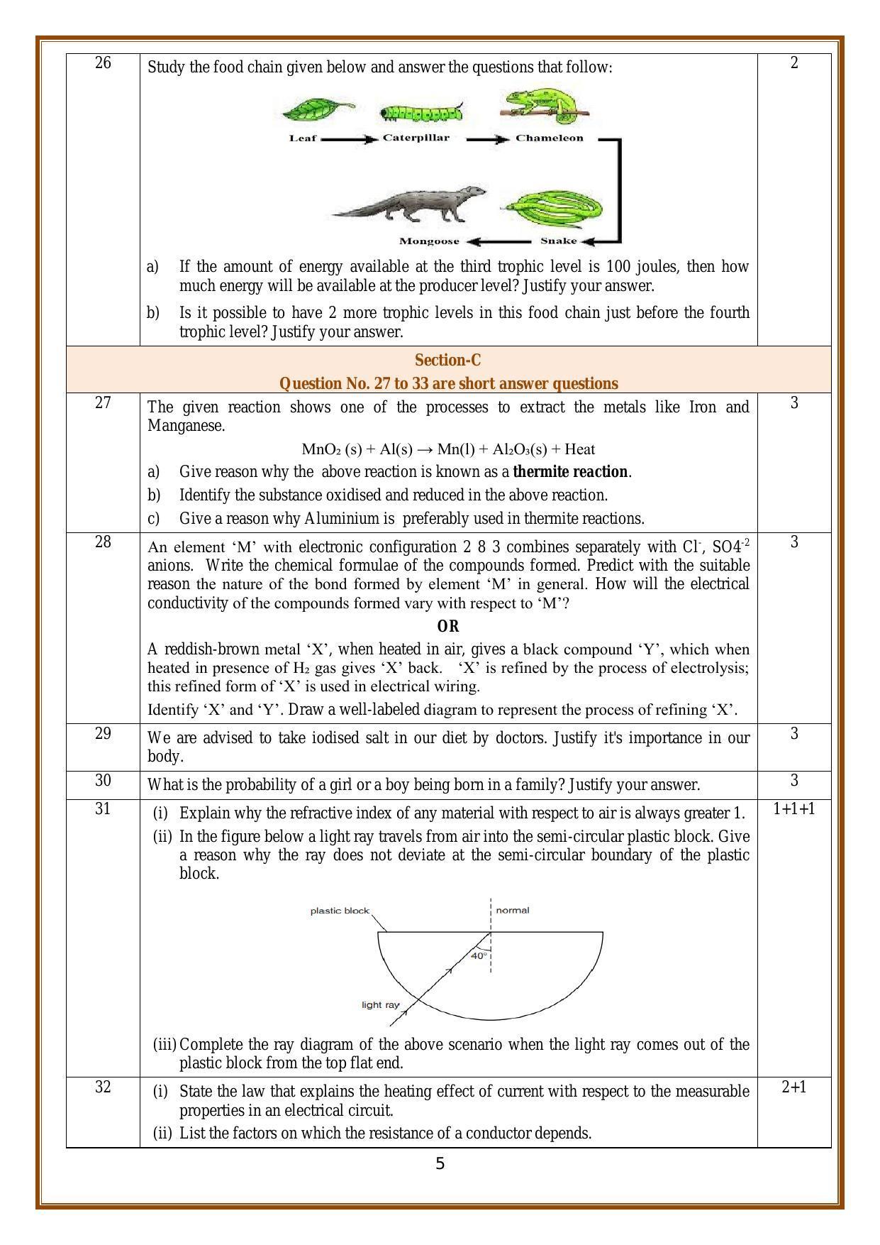 CBSE Class 10 Science Sample Paper 2024 - Page 5