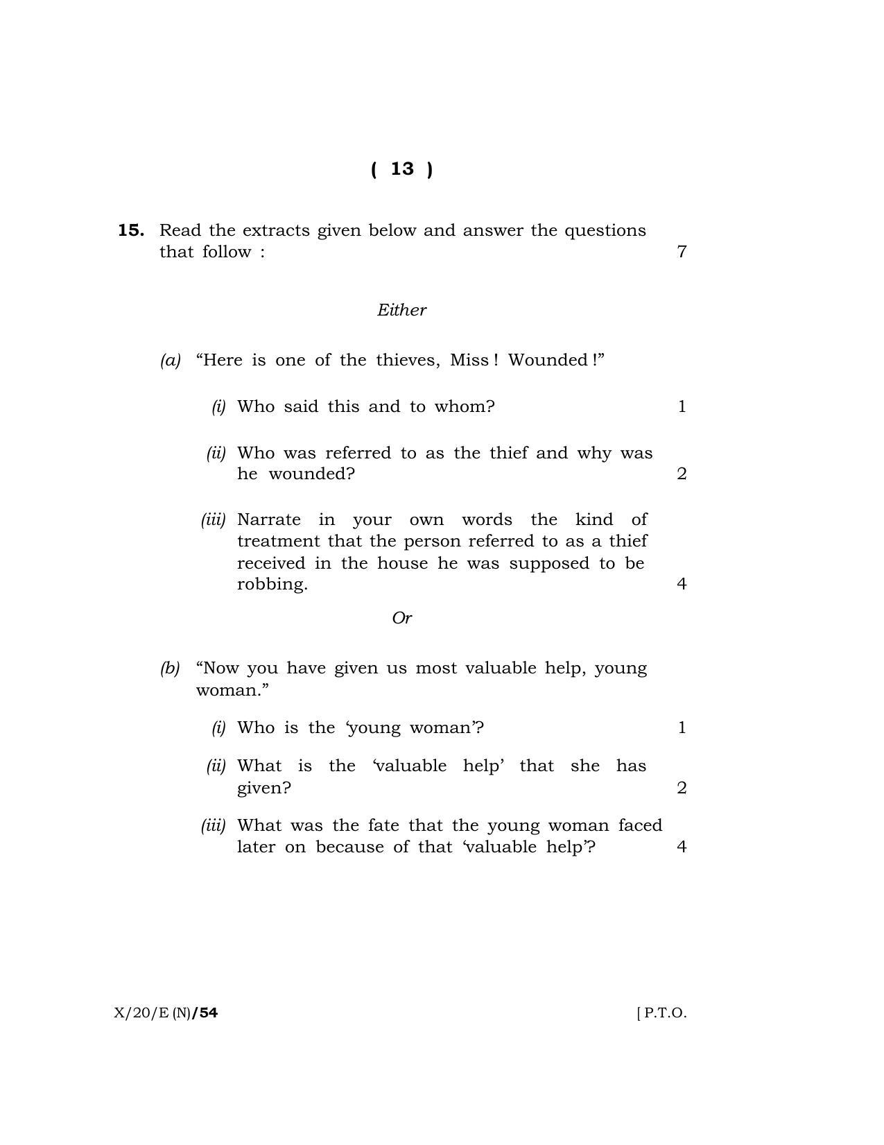 Meghalaya Board (MBOSE) Class 10 ENGLISH ( New Course ) 2020 Question Paper - Page 13