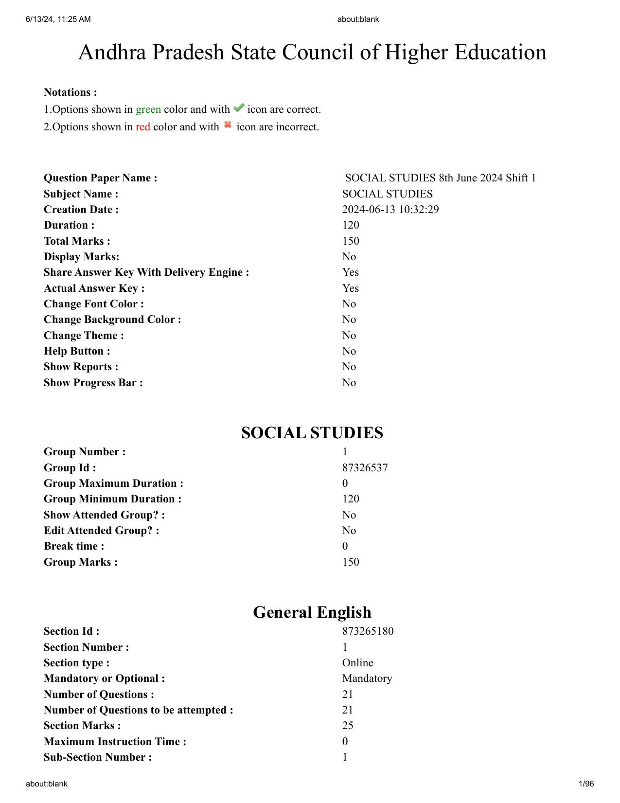 AP EDCET 2024 Social Studies Question Paper with Answer Key (English) - Page 1