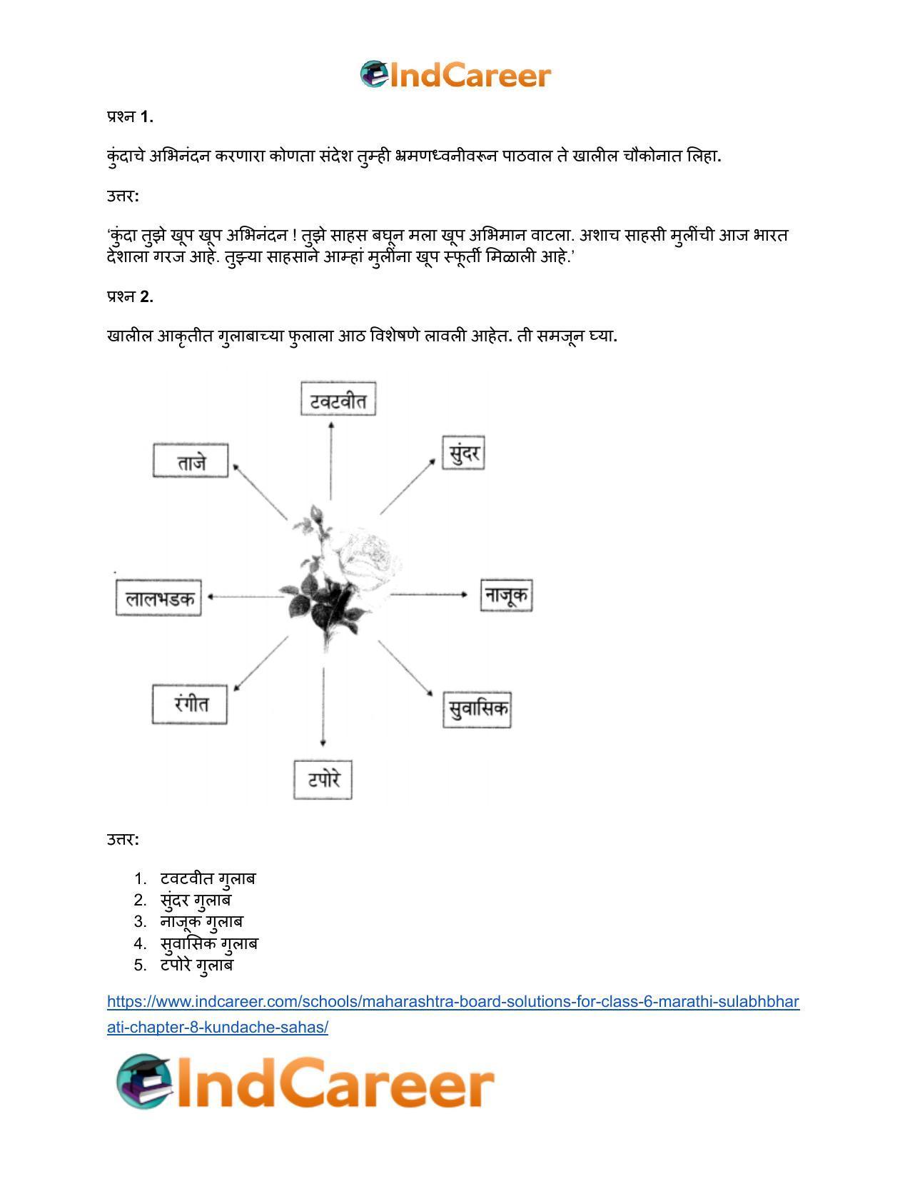 Maharashtra Board Solutions for Class 6- Marathi Sulabhbharati: Chapter 8- कुंदाचे साहस - Page 12