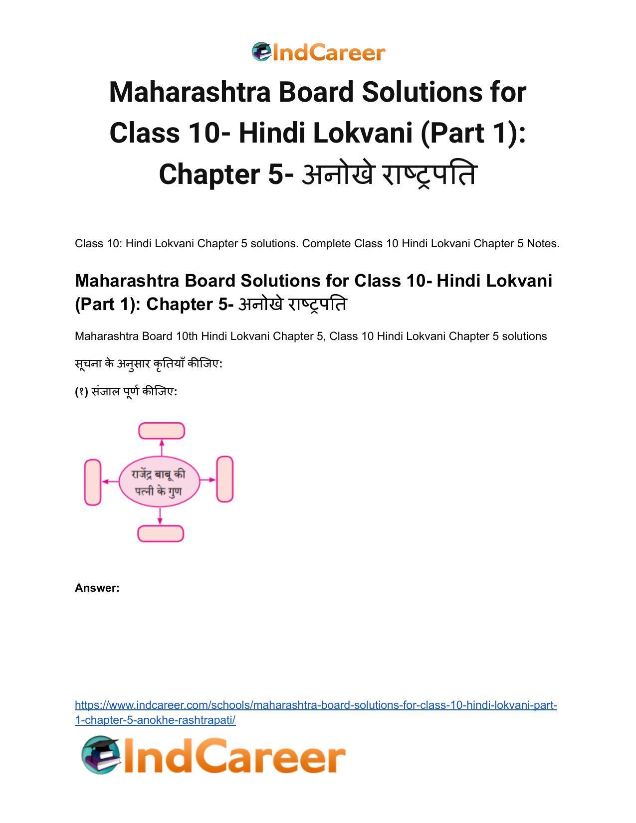 Maharashtra Board Solutions for Class 10- Hindi Lokvani (Part 1): Chapter 5- अनोखे राष्ट्रपति - Page 2