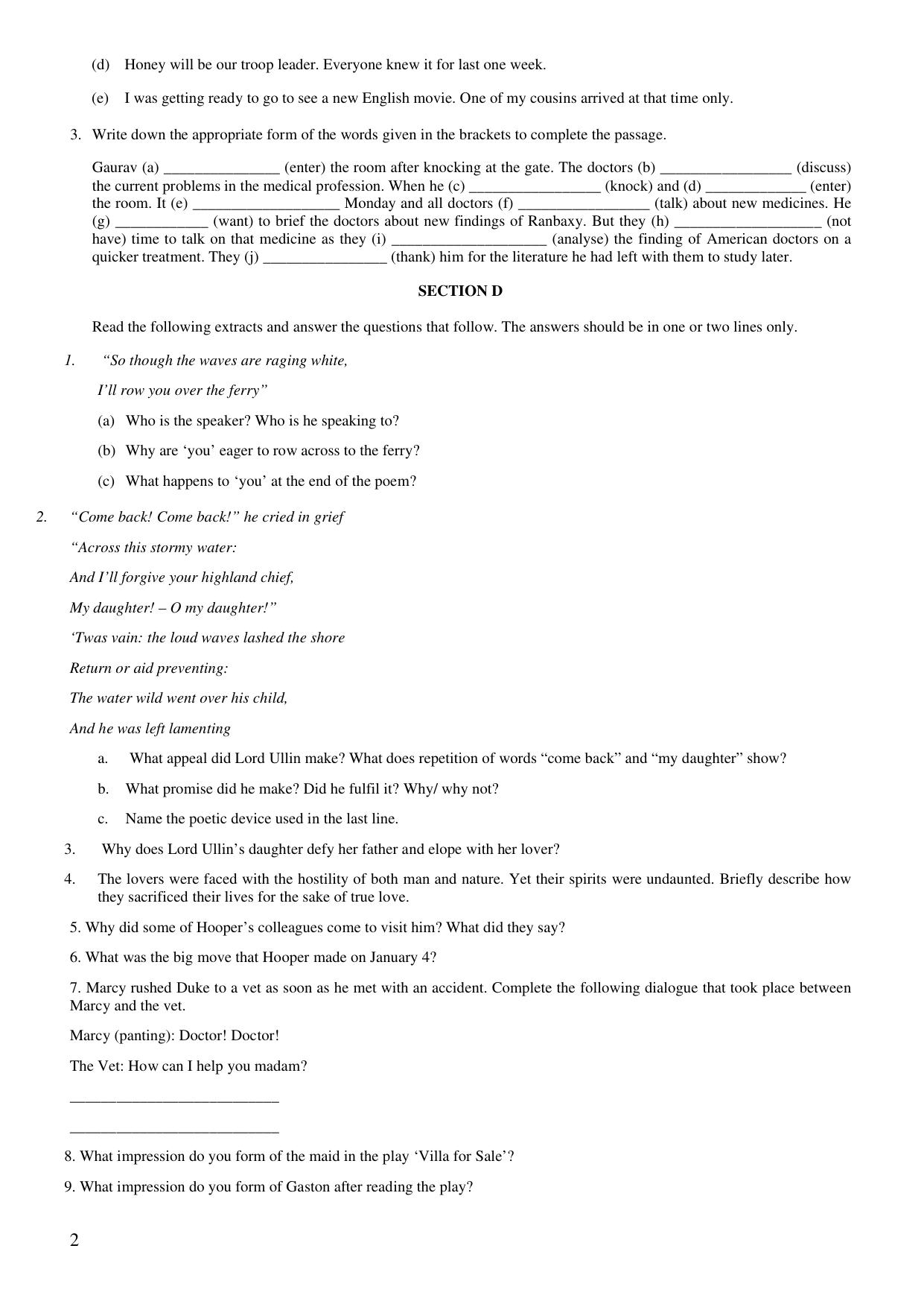 CBSE Worksheets for Class 9 English Assignment 23 - Page 2