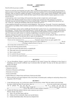 CBSE Worksheets for Class 9 English Assignment 23