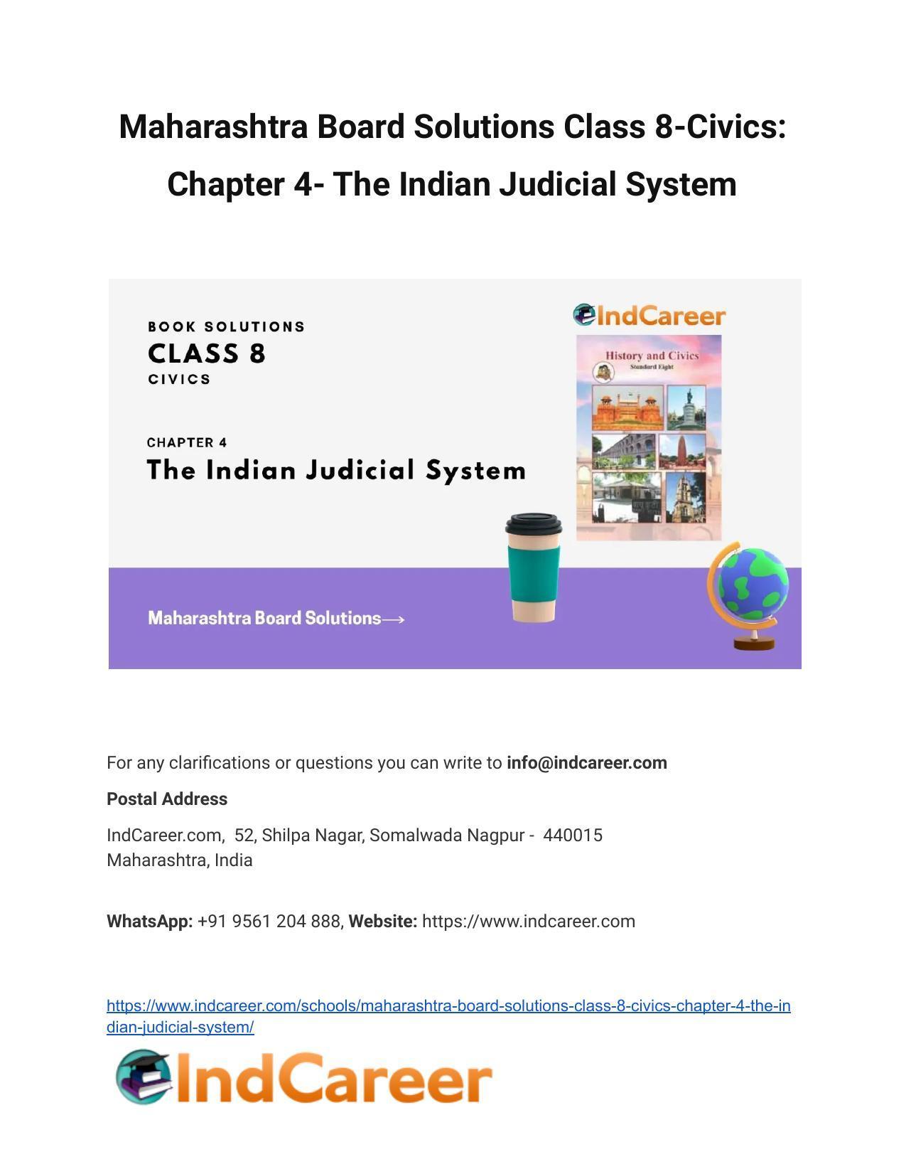 Maharashtra Board Solutions Class 8-Civics: Chapter 4- The Indian Judicial System - Page 1