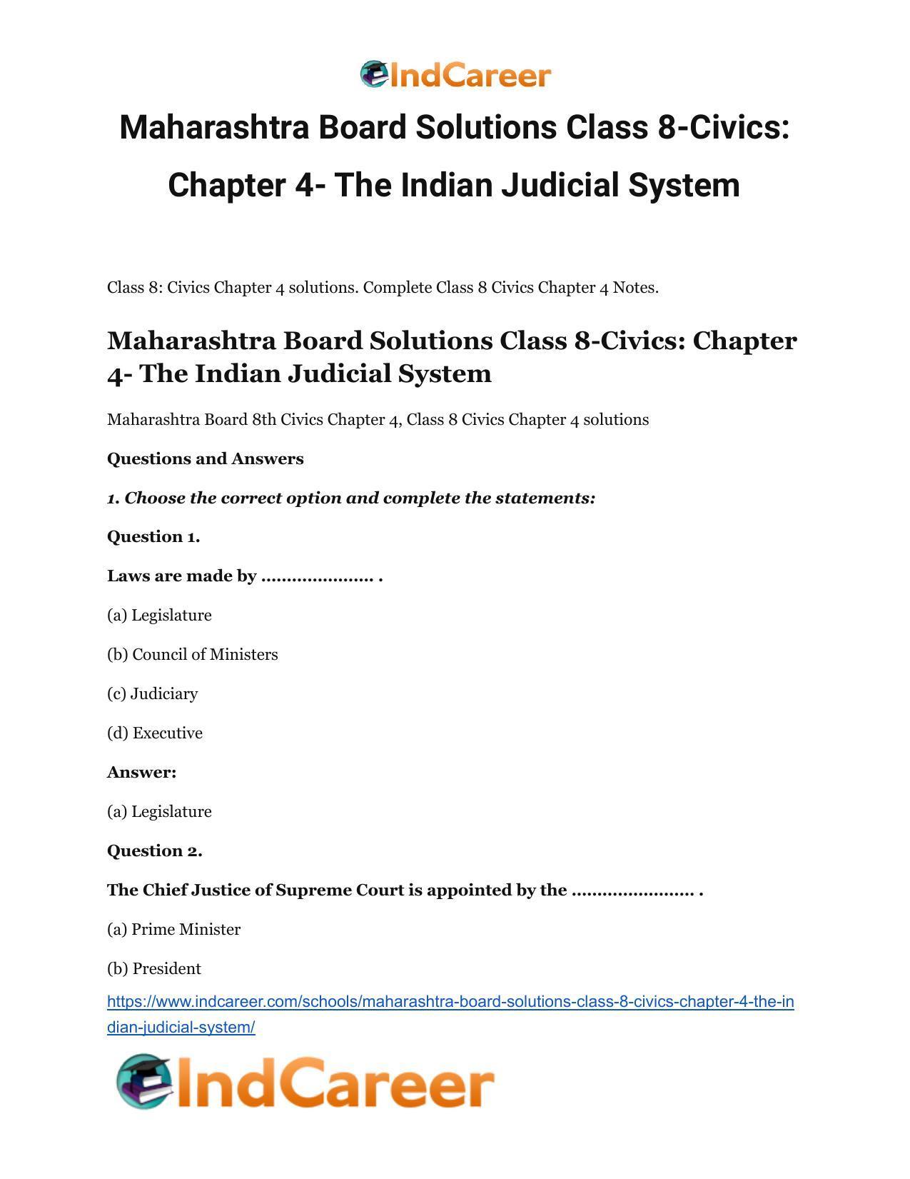 Maharashtra Board Solutions Class 8-Civics: Chapter 4- The Indian Judicial System - Page 2