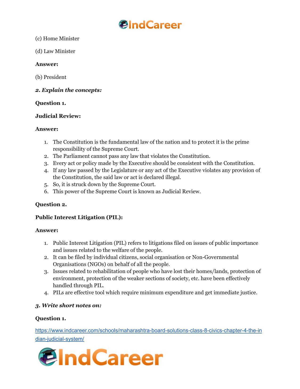 Maharashtra Board Solutions Class 8-Civics: Chapter 4- The Indian Judicial System - Page 3