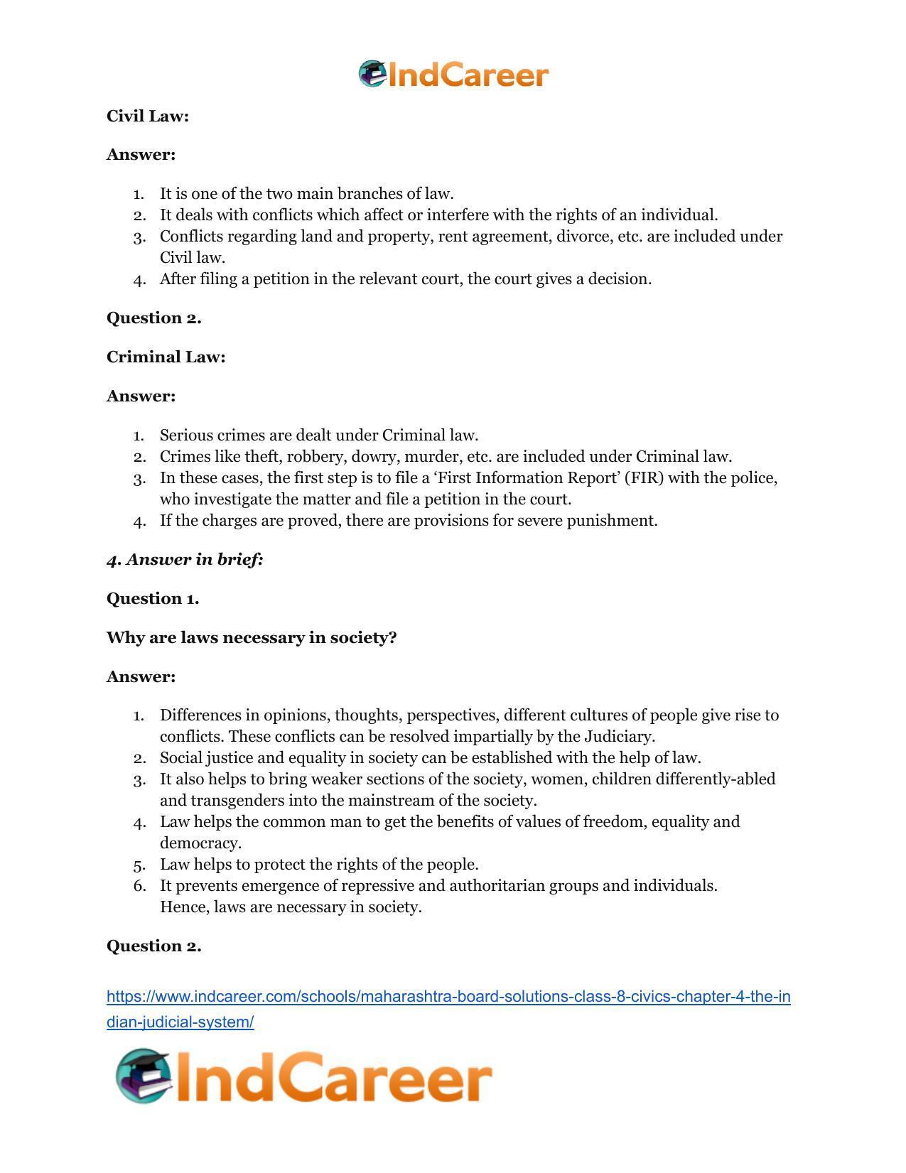 Maharashtra Board Solutions Class 8-Civics: Chapter 4- The Indian Judicial System - Page 4