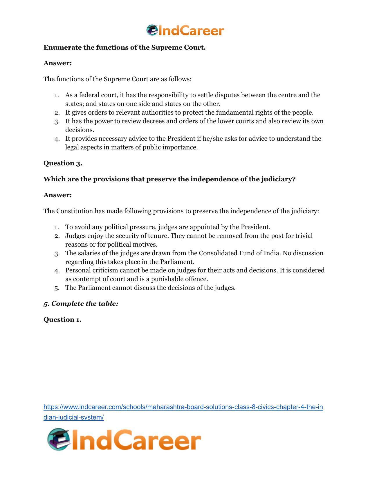 Maharashtra Board Solutions Class 8-Civics: Chapter 4- The Indian Judicial System - Page 5