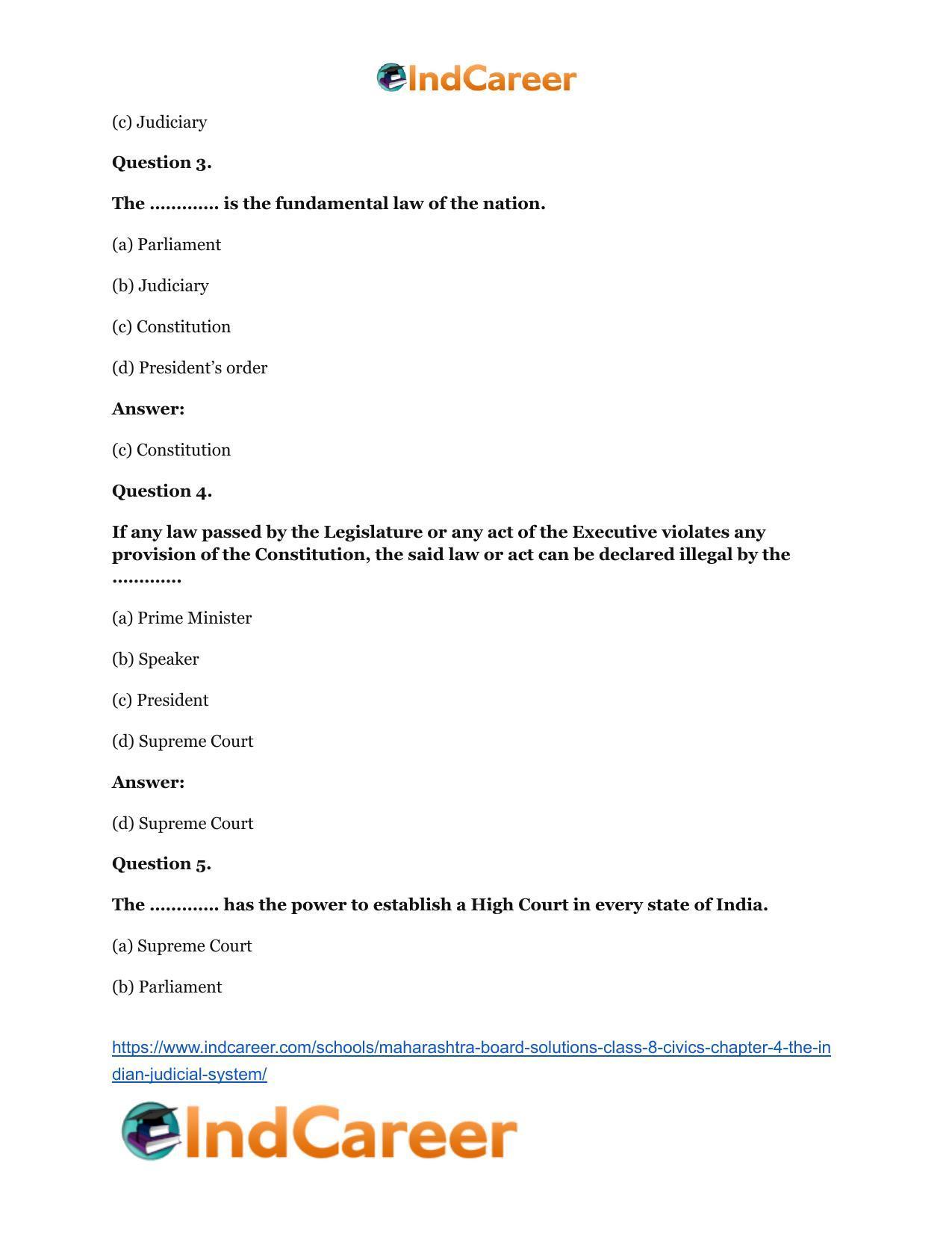 Maharashtra Board Solutions Class 8-Civics: Chapter 4- The Indian Judicial System - Page 9
