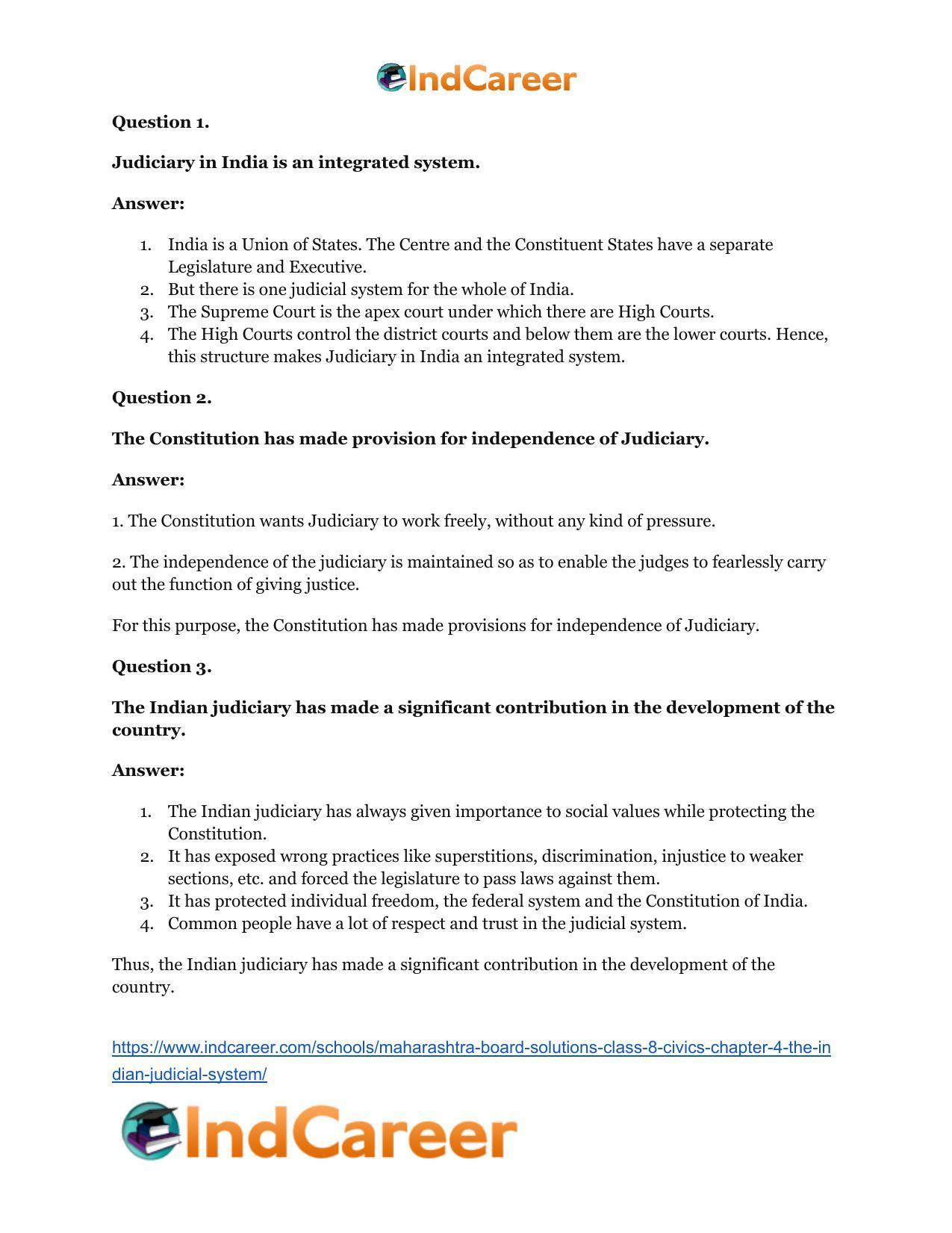 Maharashtra Board Solutions Class 8-Civics: Chapter 4- The Indian Judicial System - Page 13