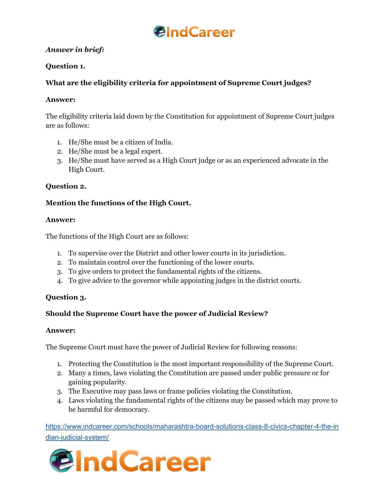 Maharashtra Board Solutions Class 8-Civics: Chapter 4- The Indian Judicial System - Page 14
