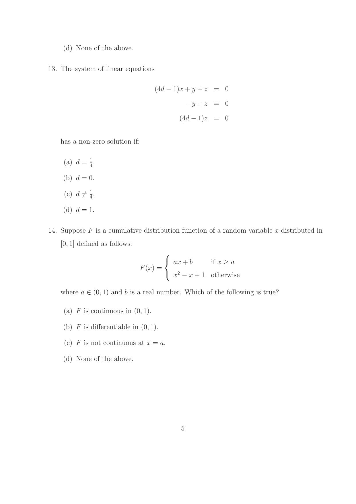 ISI Admission Test M.S.(QE) PEA 2016 Sample Paper - Page 6