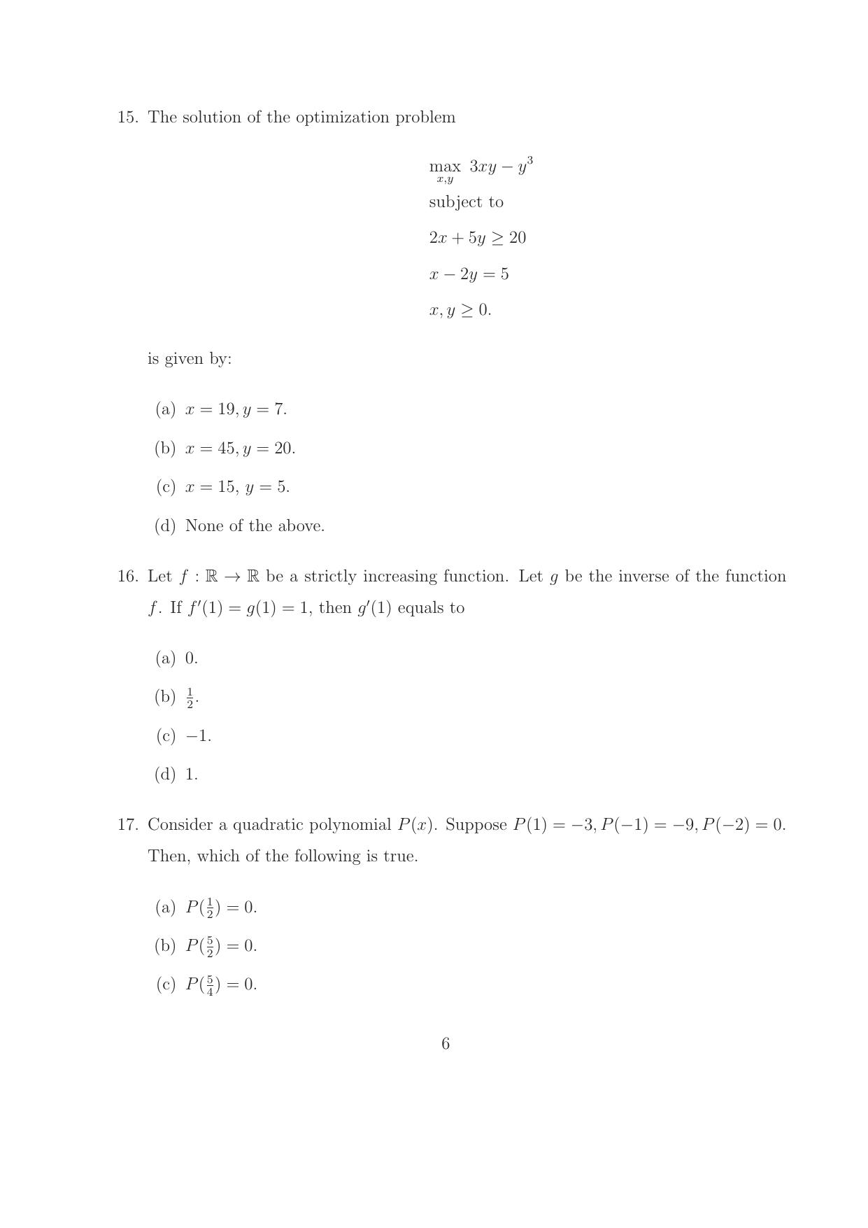 ISI Admission Test M.S.(QE) PEA 2016 Sample Paper - Page 7