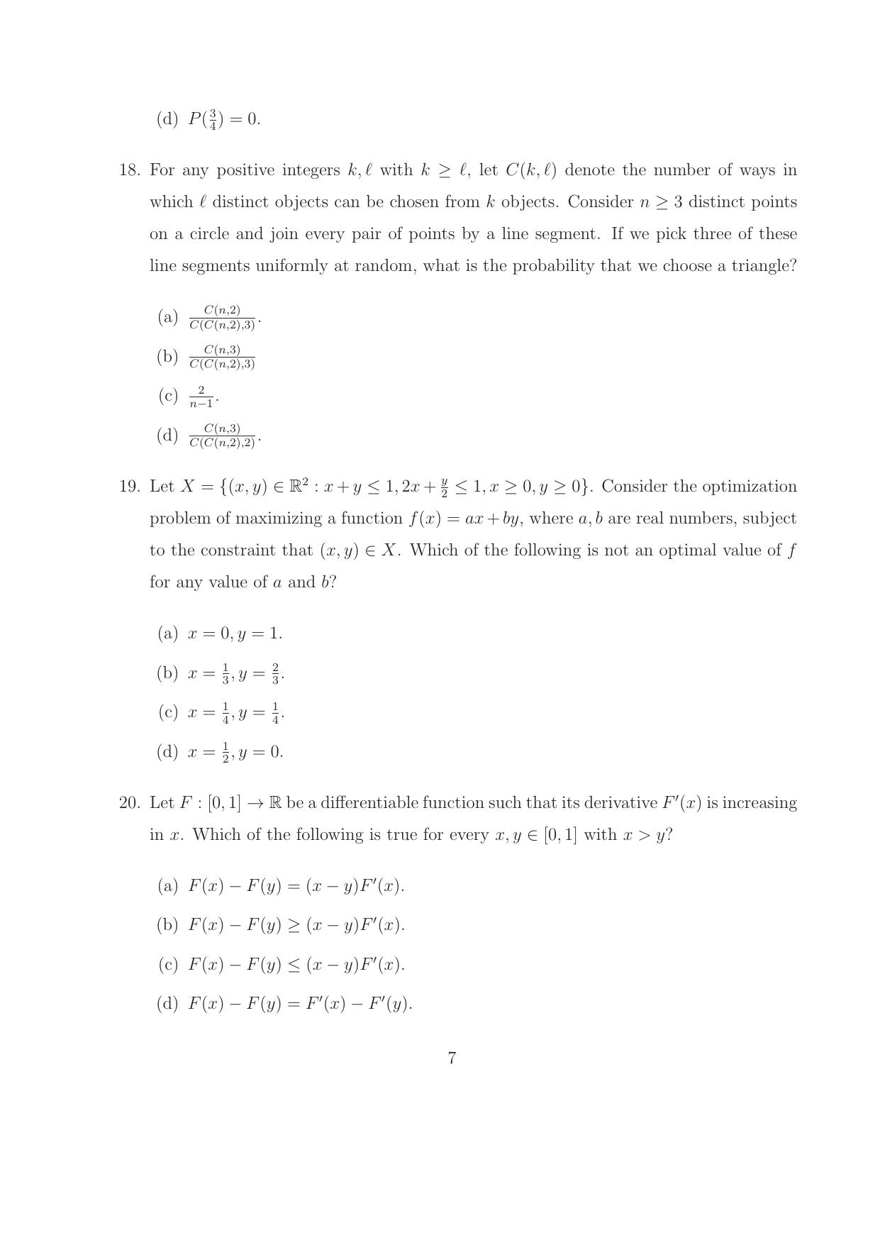 ISI Admission Test M.S.(QE) PEA 2016 Sample Paper - Page 8