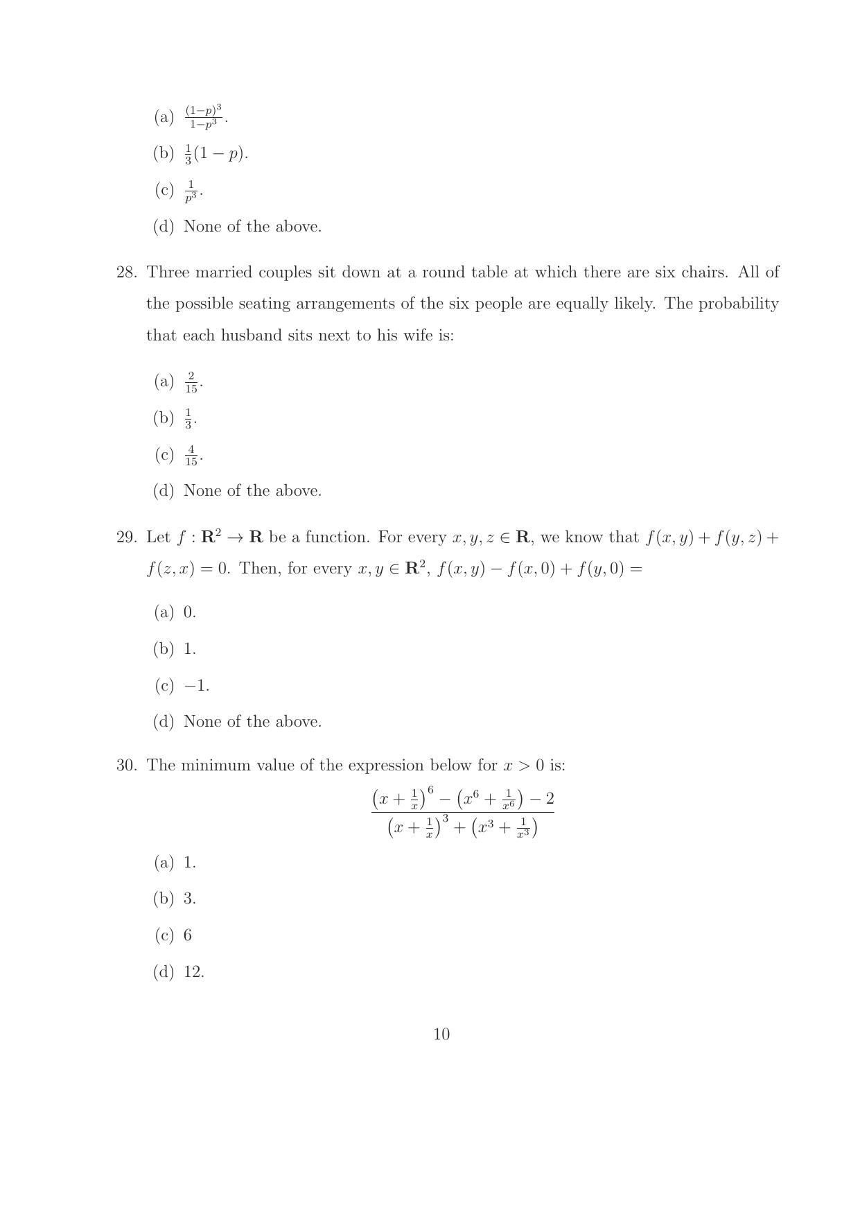ISI Admission Test M.S.(QE) PEA 2016 Sample Paper - Page 11