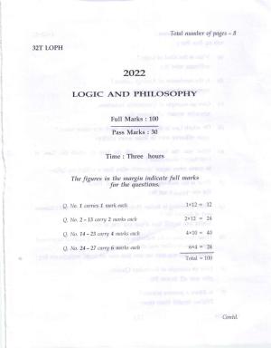Assam HS 2nd Year Logic and Philosophy 2022 Question Paper