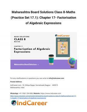 Maharashtra Board Solutions Class 8-Maths (Practice Set 17.1): Chapter 17- Factorisation of Algebraic Expressions