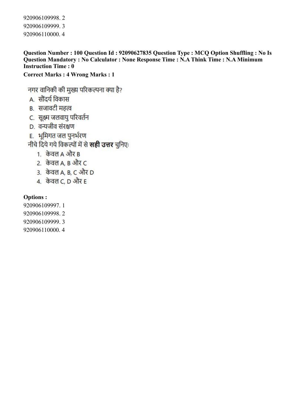 CUET PG 2023: SCQP02 – Agro-forestry (Hin) - Shift 1 (26-06-2023) Question Paper - Page 94