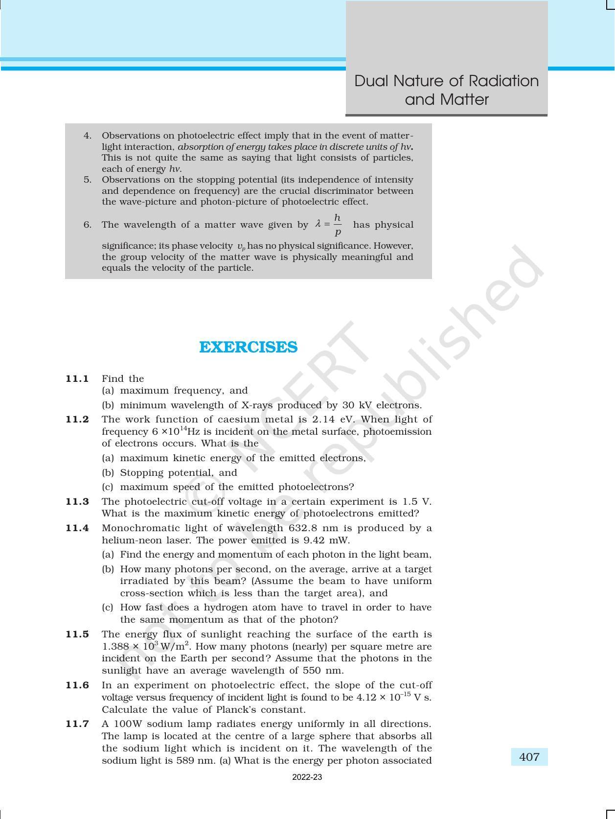 NCERT Book for Class 12 Physics Chapter 11 Dual Nature Of Radiation And Matter - Page 22