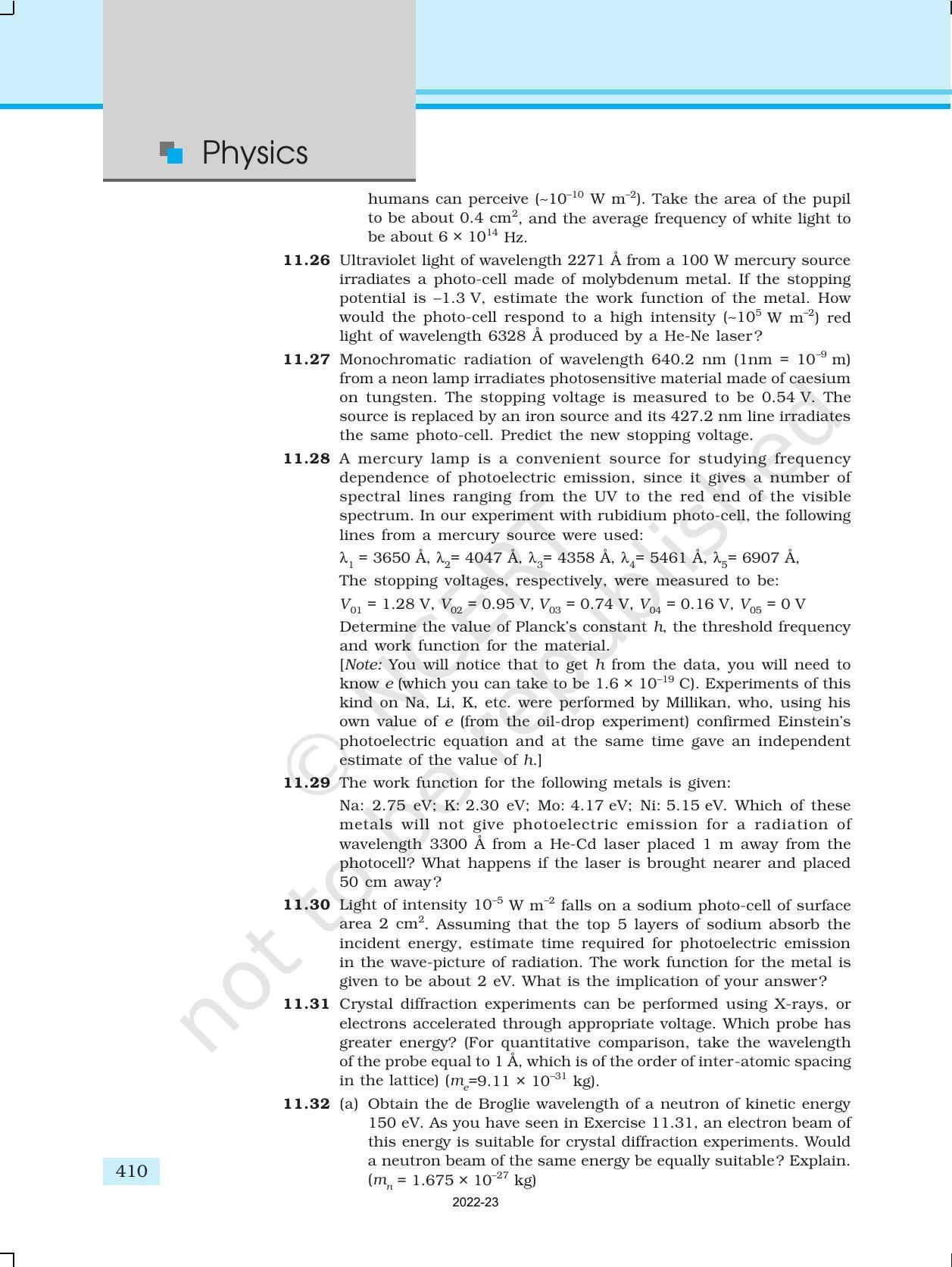 NCERT Book for Class 12 Physics Chapter 11 Dual Nature Of Radiation And Matter - Page 25