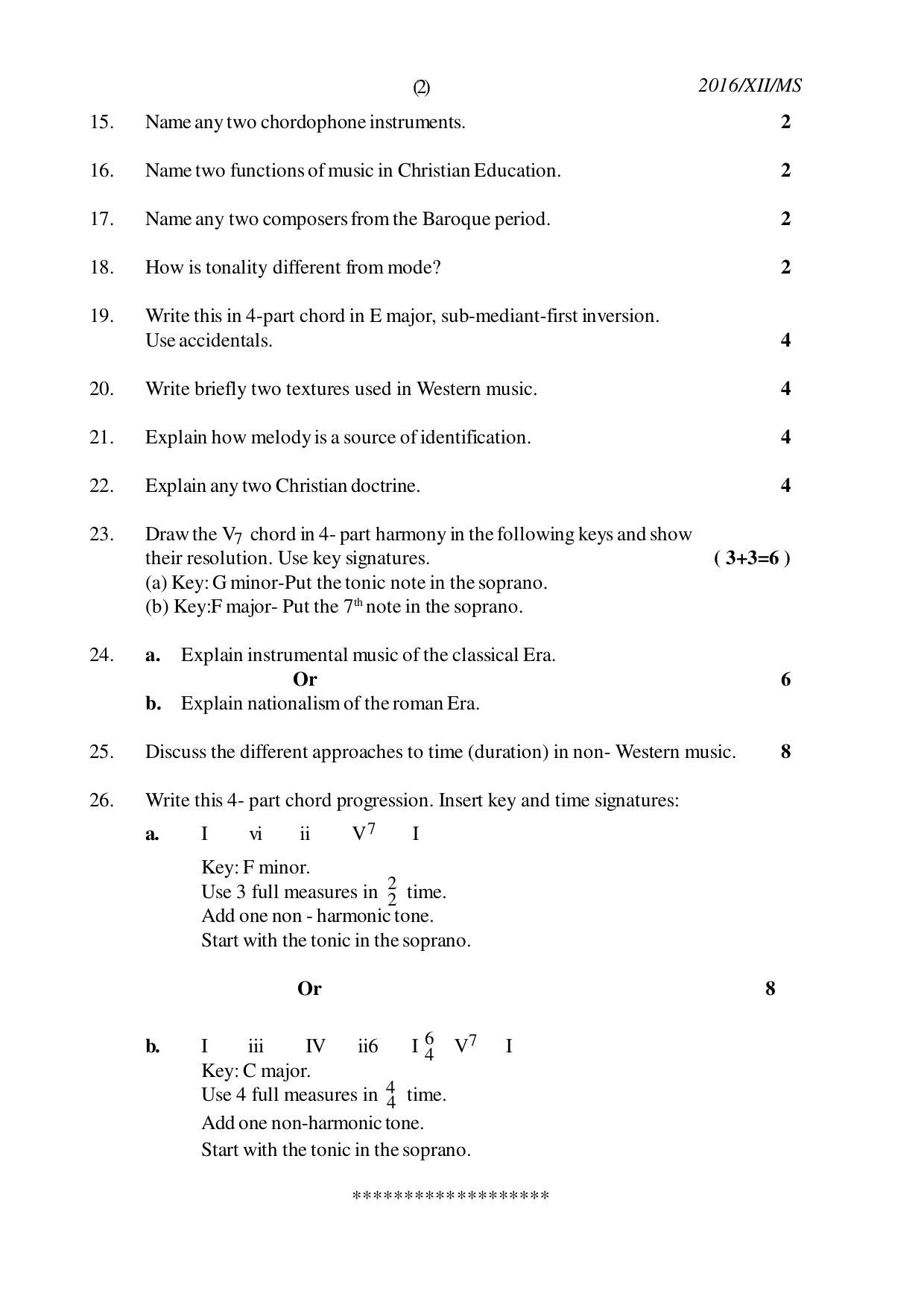Nagaland Board Class 12 MUSIC 2016 Question Papers - Page 2