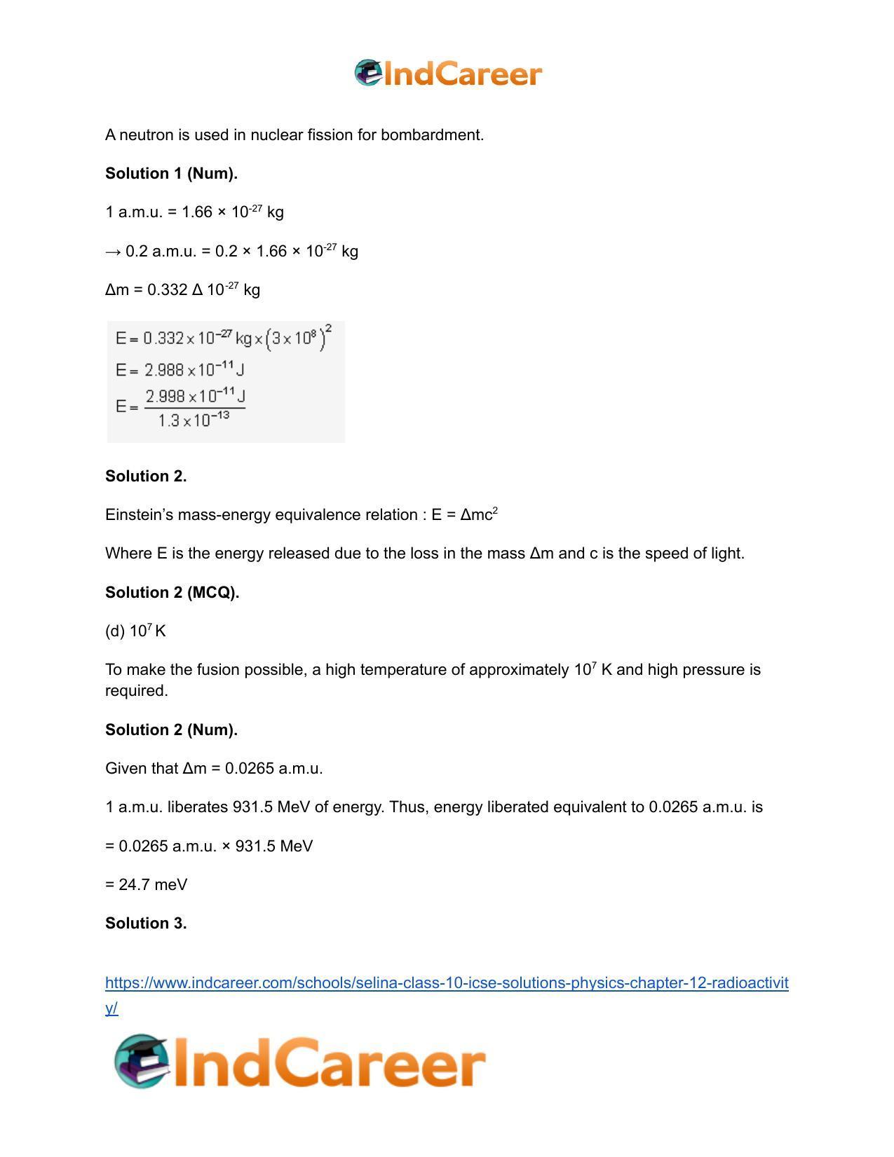 Selina Class 10 ICSE Solutions Physics : Chapter 12- Radioactivity - Page 17